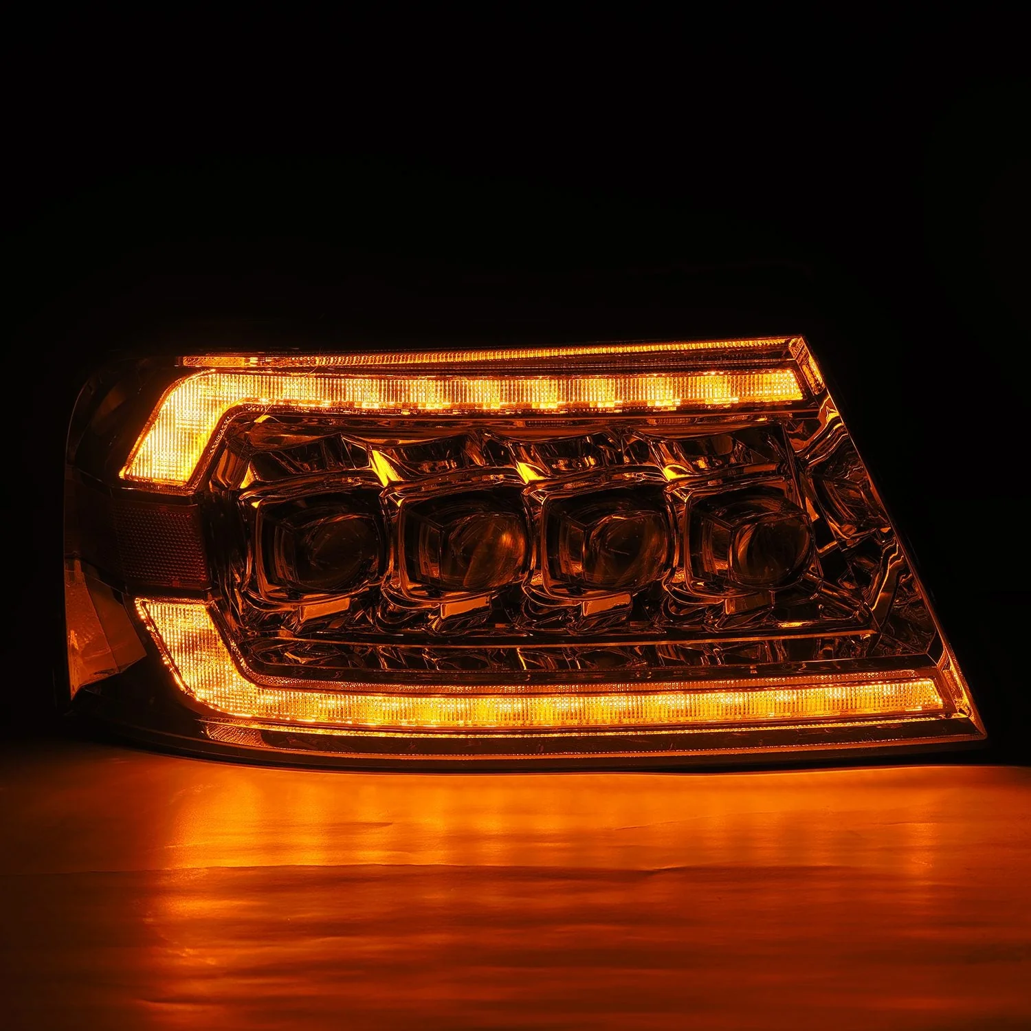 AlphaRex LED Projector Headlights Lincoln Mark LT (06-08) [3D Ice-Cube LED - NOVA Series w/ DRL] Alpha-Black / Black / Chrome - Image 14