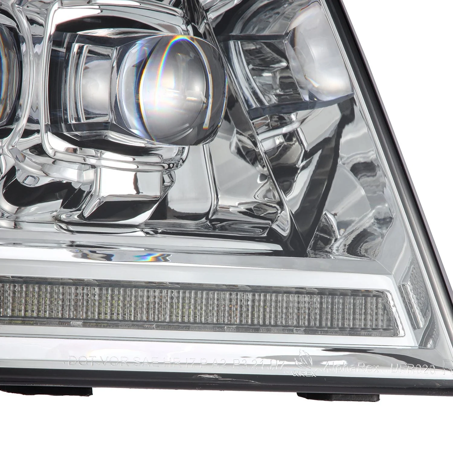 AlphaRex LED Projector Headlights Lincoln Mark LT (06-08) [3D Ice-Cube LED - NOVA Series w/ DRL] Alpha-Black / Black / Chrome - Image 16