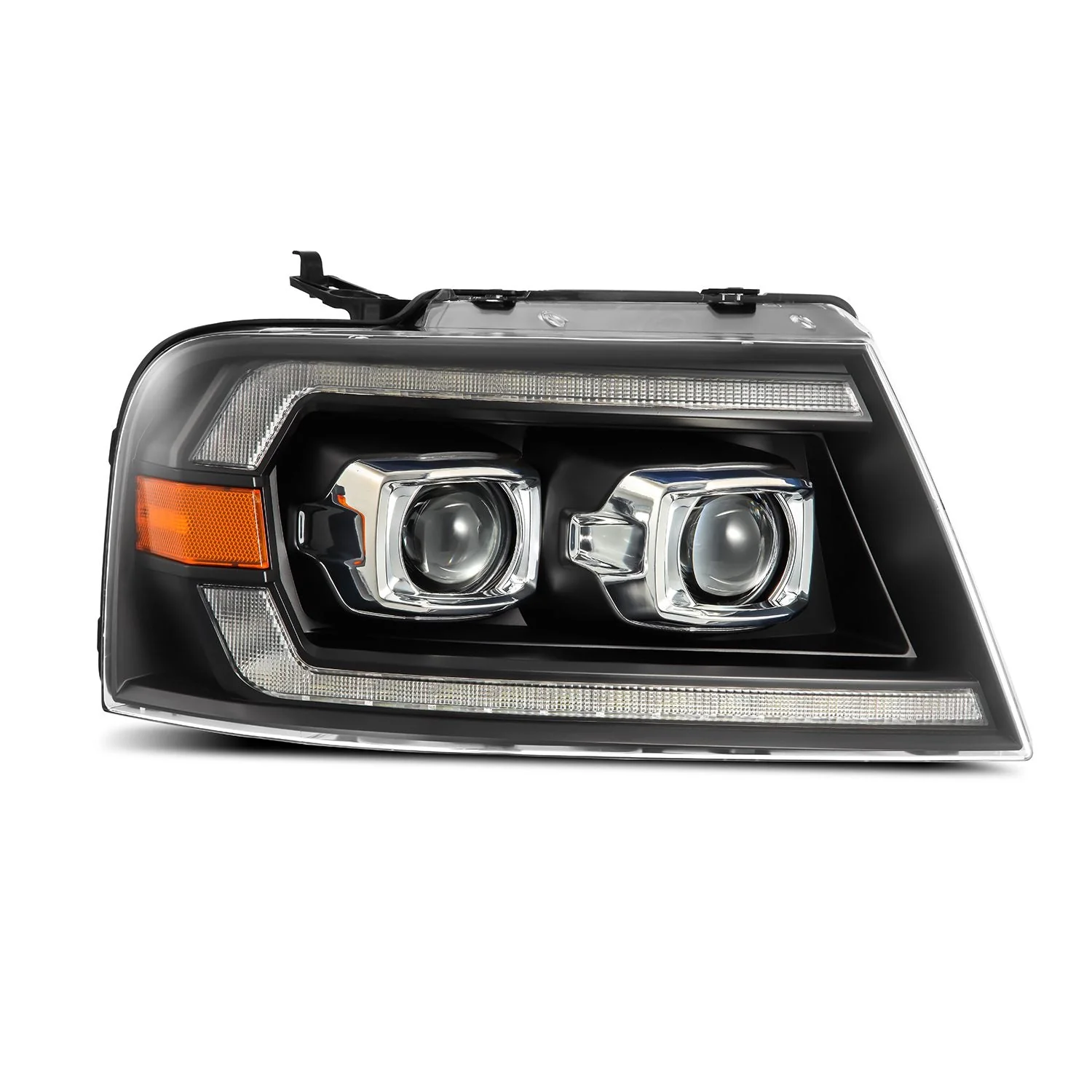 AlphaRex LED Projector Headlights Lincoln Mark LT (06-08) [LUXX Series - DRL Light Tube] Black / Chrome / Alpha-Black - Image 2