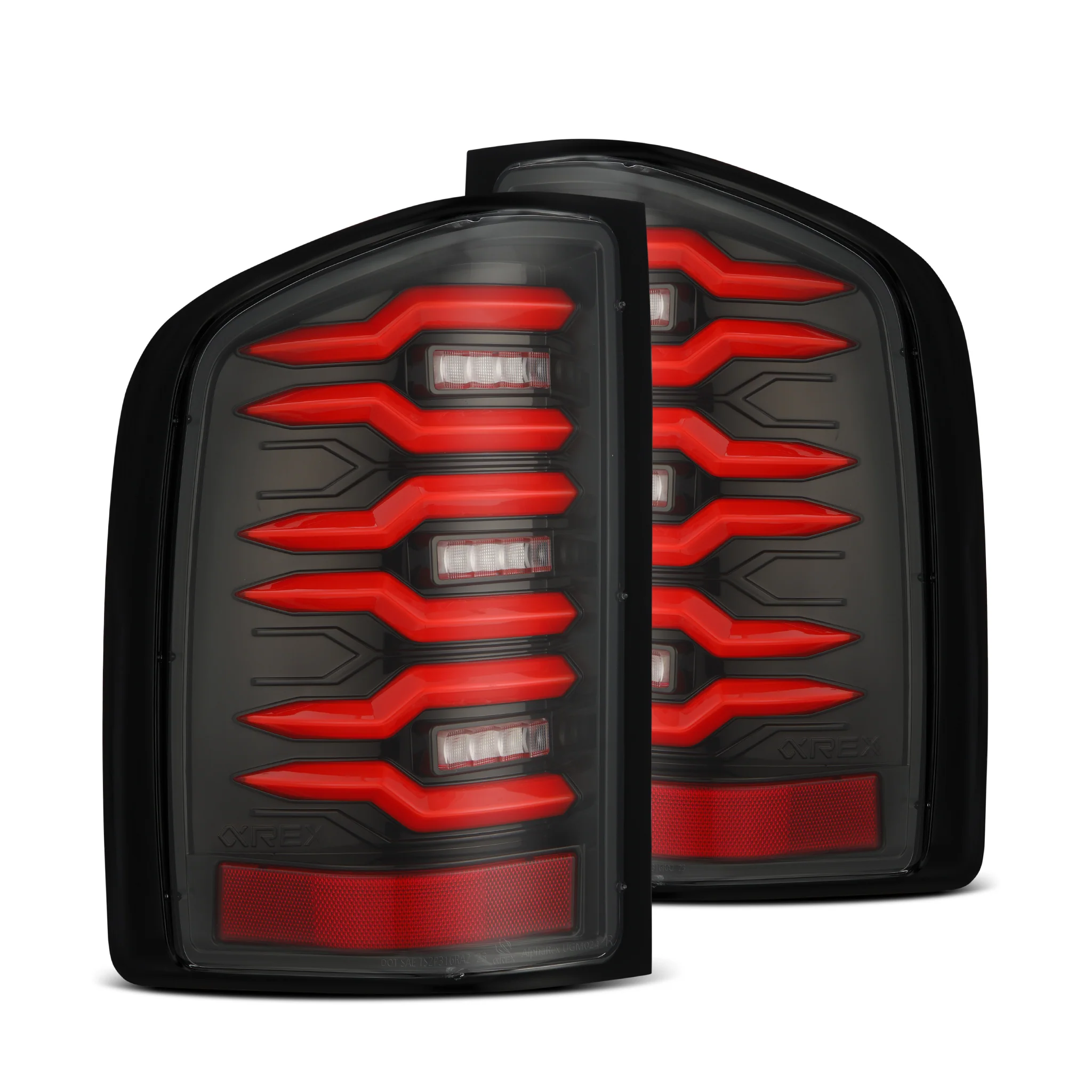 AlphaRex LED Tail Lights Chevy Silverado (07-13) LUXX Series - Black / Black-Red / Alpha-Black