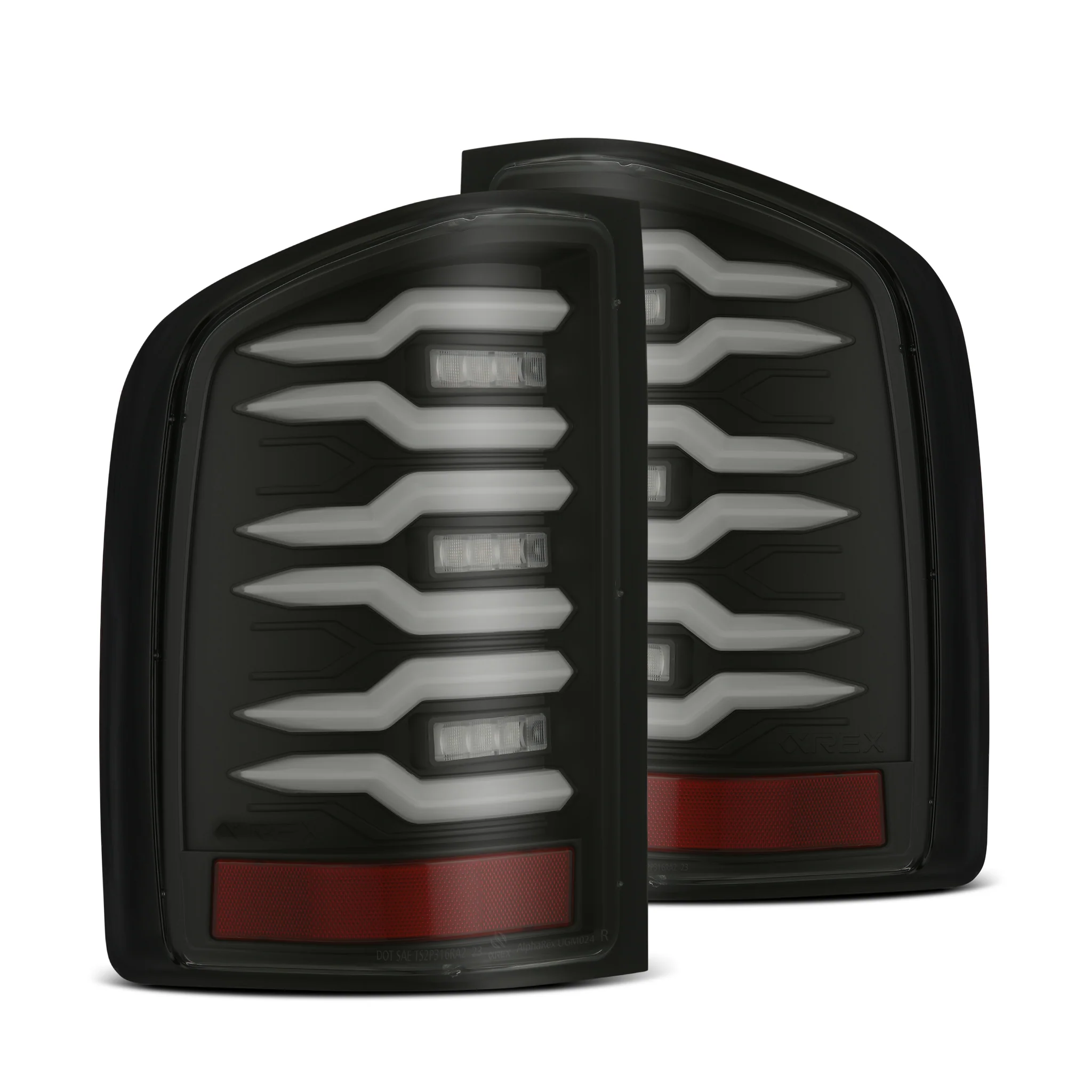 AlphaRex LED Tail Lights Chevy Silverado (07-13) LUXX Series - Black / Black-Red / Alpha-Black - Image 10