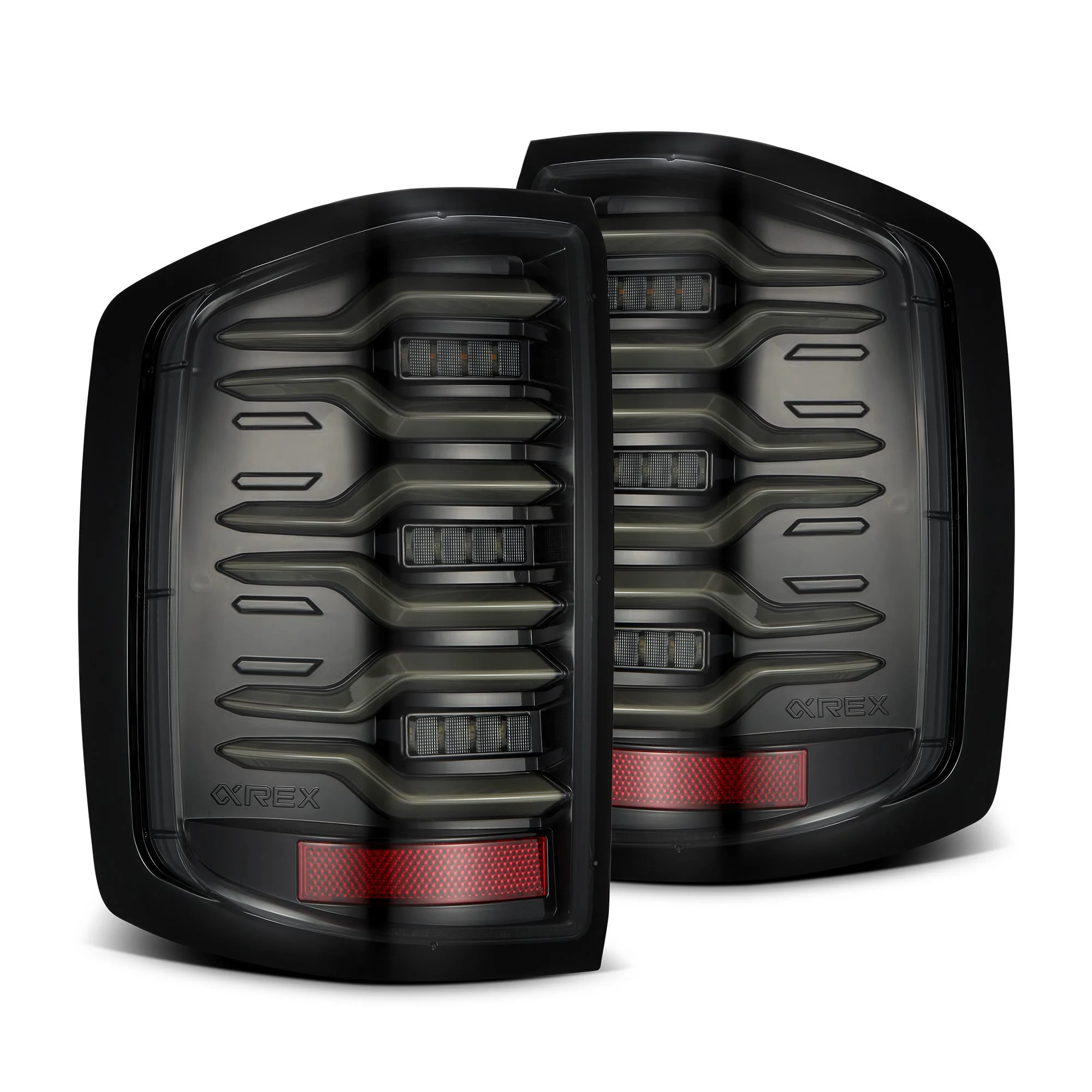 AlphaRex LED Tail Lights Chevy Silverado (14-18) LUXX Series - Black / Black-Red / Alpha-Black - Image 8