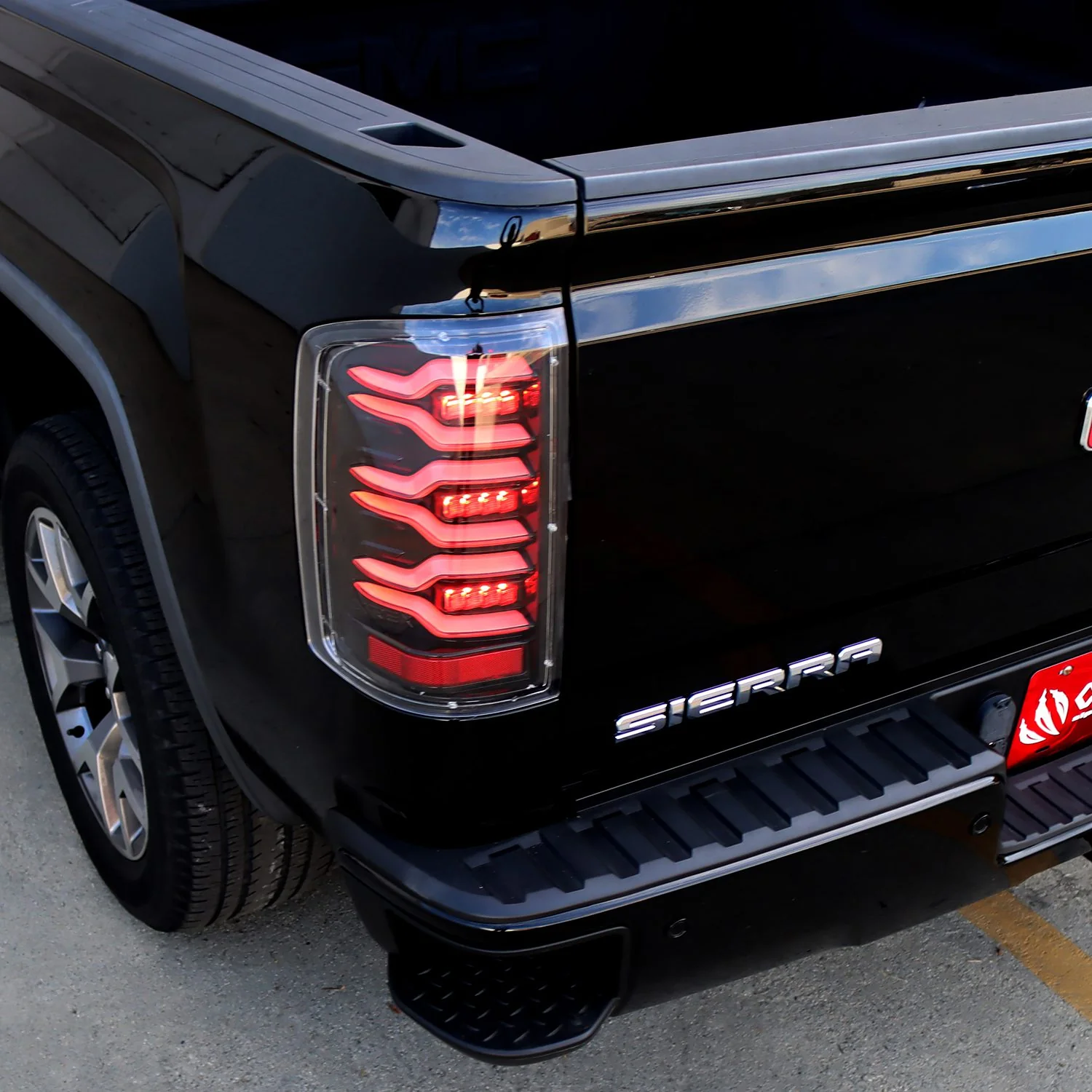 AlphaRex LED Tail Lights GMC Sierra (14-18) LUXX Series - Alpha-Black / Black / Black-Red - Image 30