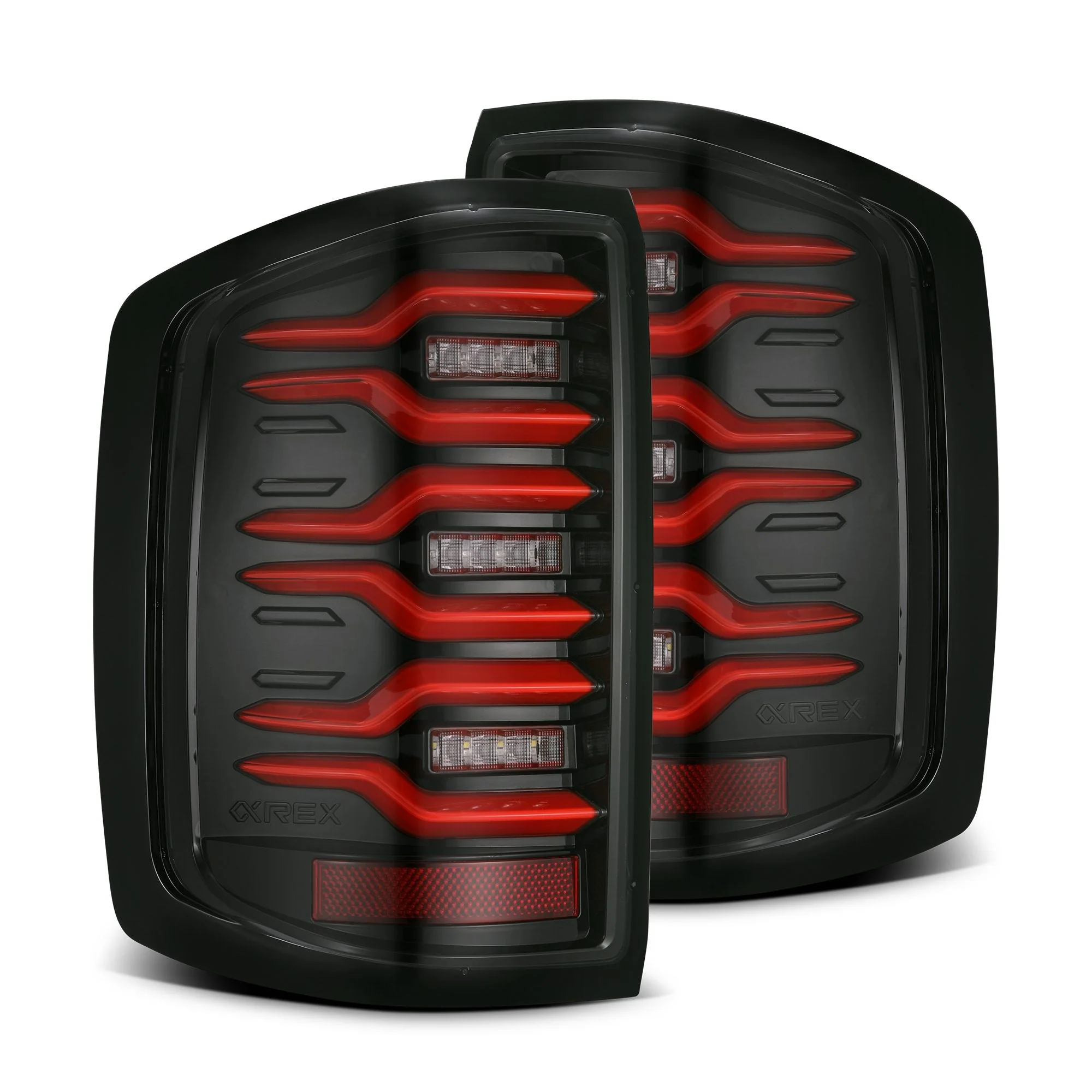 AlphaRex LED Tail Lights GMC Sierra 3500HD Dually (15-19) LUXX Series - Black / Black-Red / Alpha-Black - Image 16