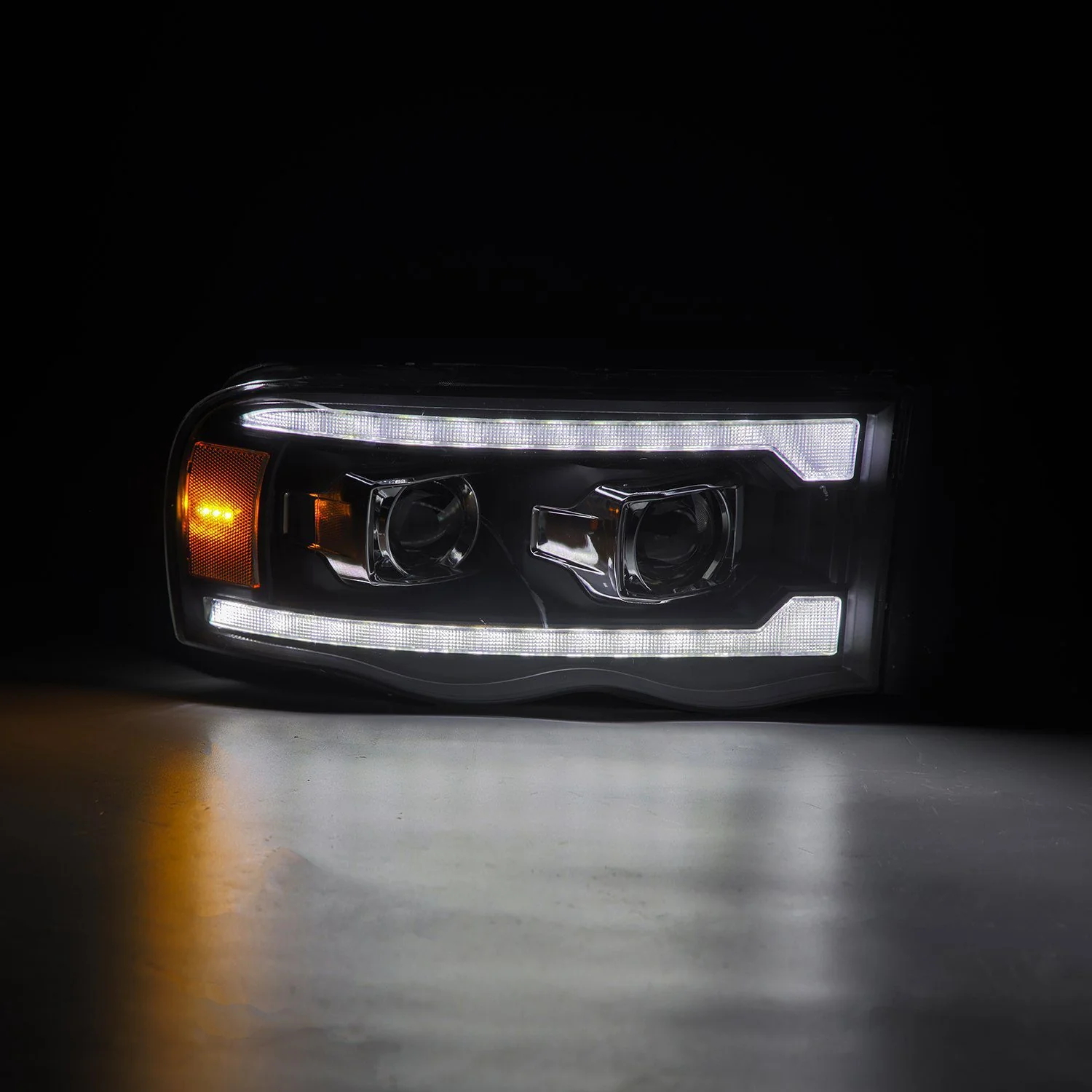 AlphaRex Projector Headlights Dodge Ram (02-05) Pro Series - Sequential - Alpha-Black / Black / Chrome - Image 5