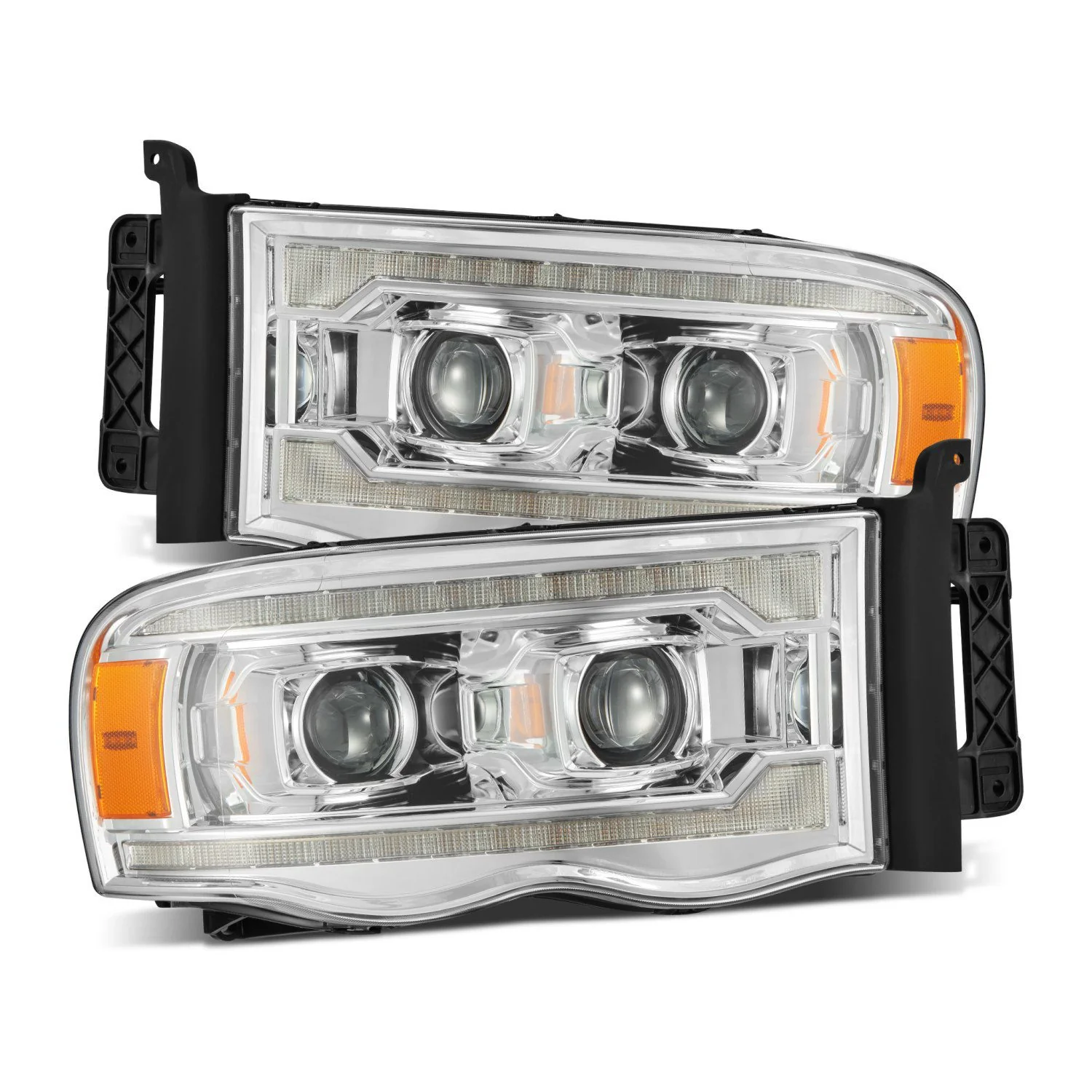 AlphaRex Projector Headlights Dodge Ram (02-05) Pro Series - Sequential - Alpha-Black / Black / Chrome - Image 7