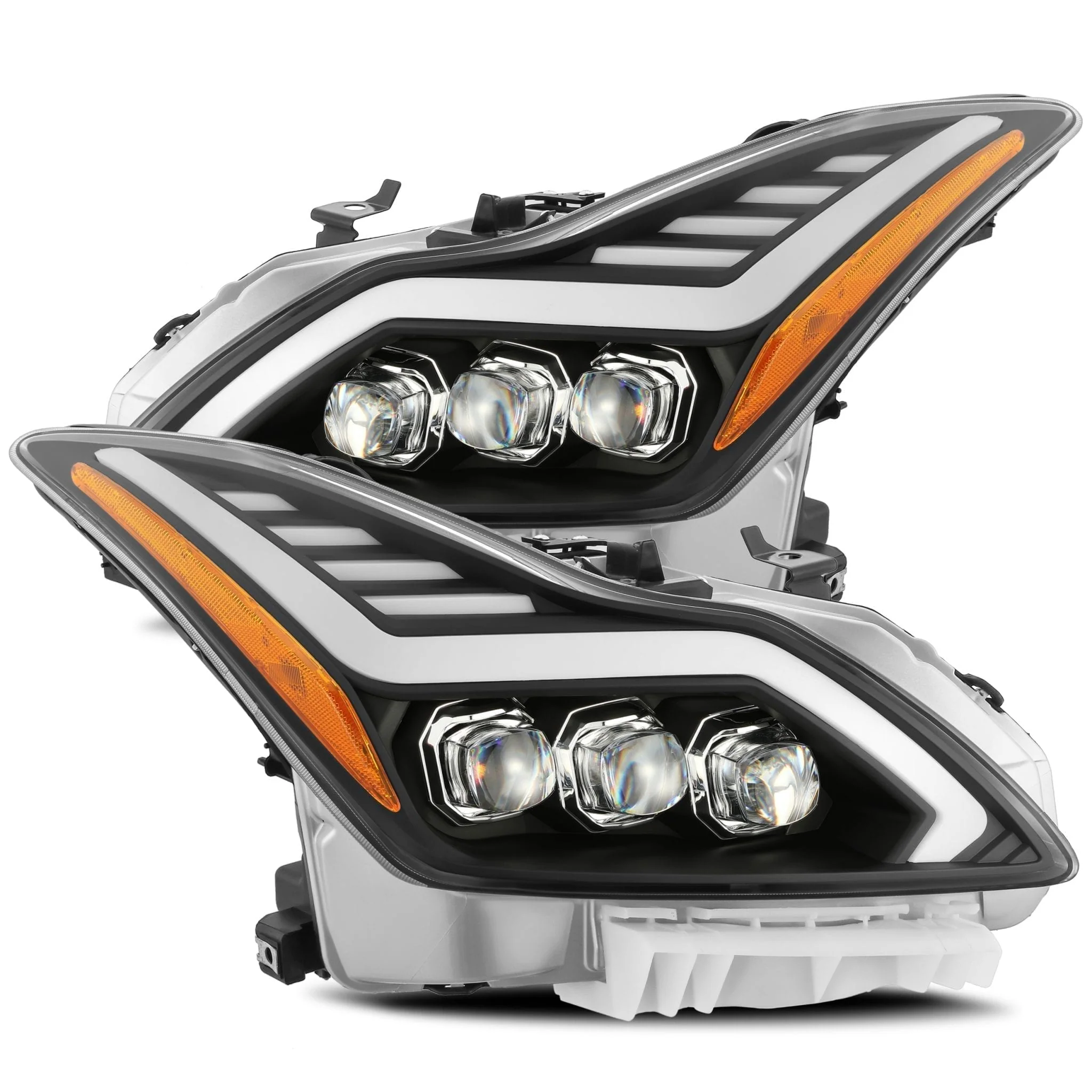AlphaRex Projector Headlights Infiniti Q60 Coupe (14-15 w/o AFS System) Nova Series - LED DRL Light Black / Chrome - Image 6