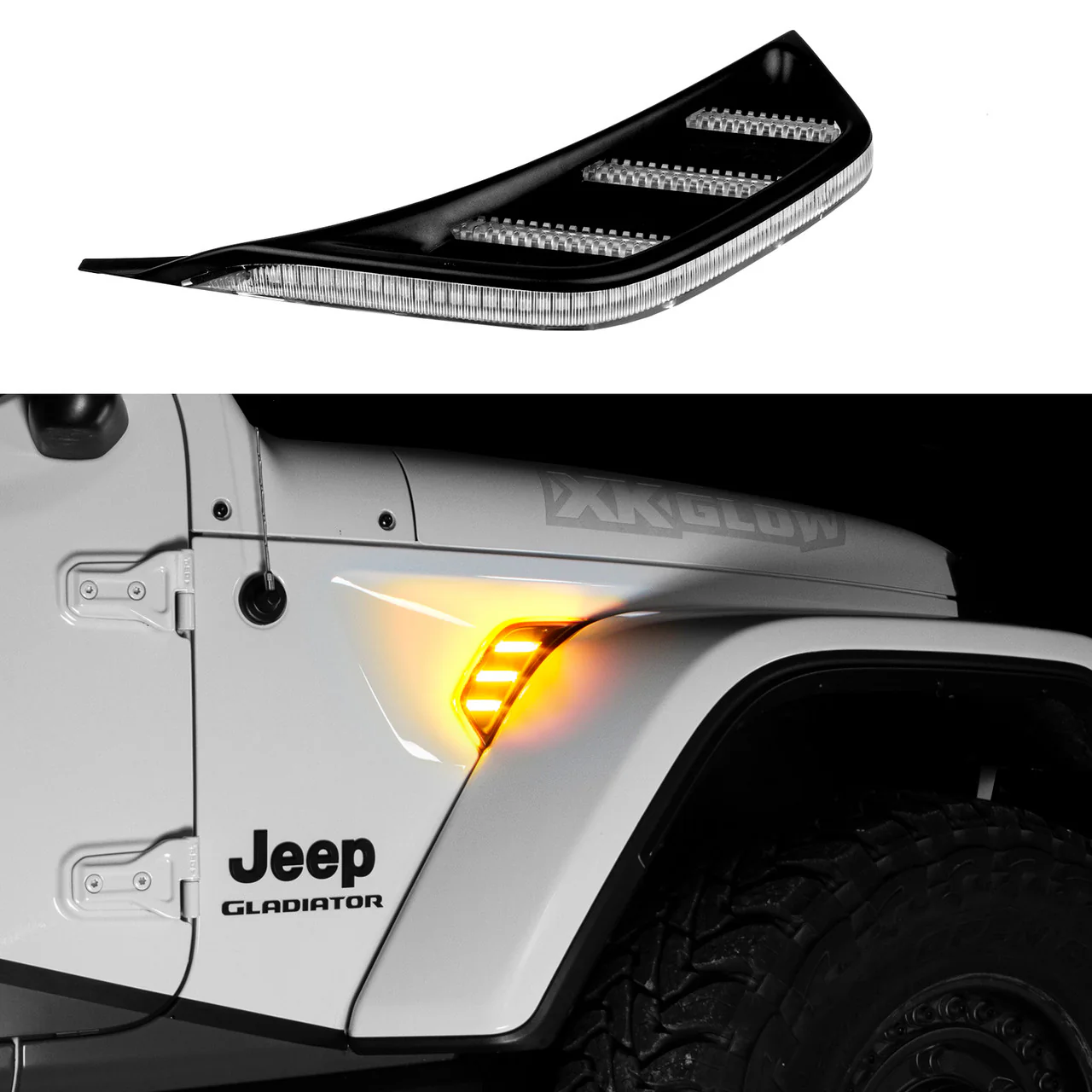 XKGlow Amber Fender Vent - Jeep JL&JT w/ Turn Signal & Running Light - Image 2