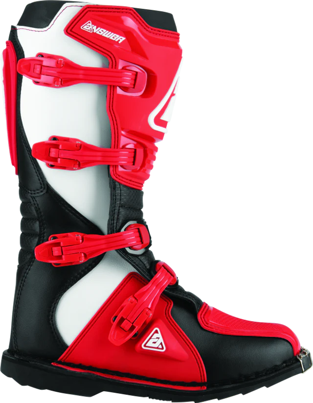 Answer Racing AR1 Motorcycle/MotoCross Boots (Adult & Youth Sizes) - Black / Black & Red / Black & White - Image 5