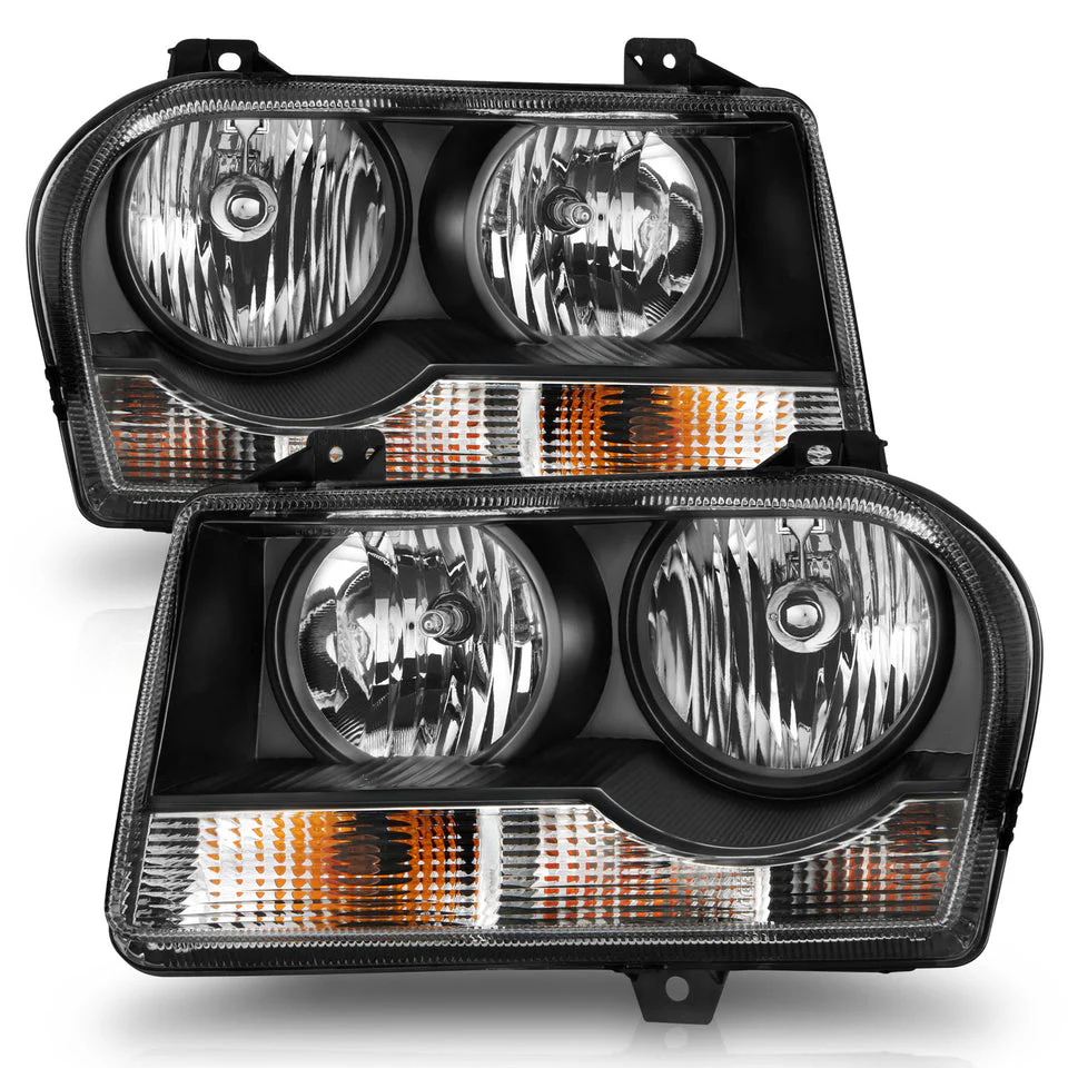 Anzo Crystal Headlights Chrysler 300 (05–10) Black Housing w/ Clear Lens - For Halogen Models Only 121544
