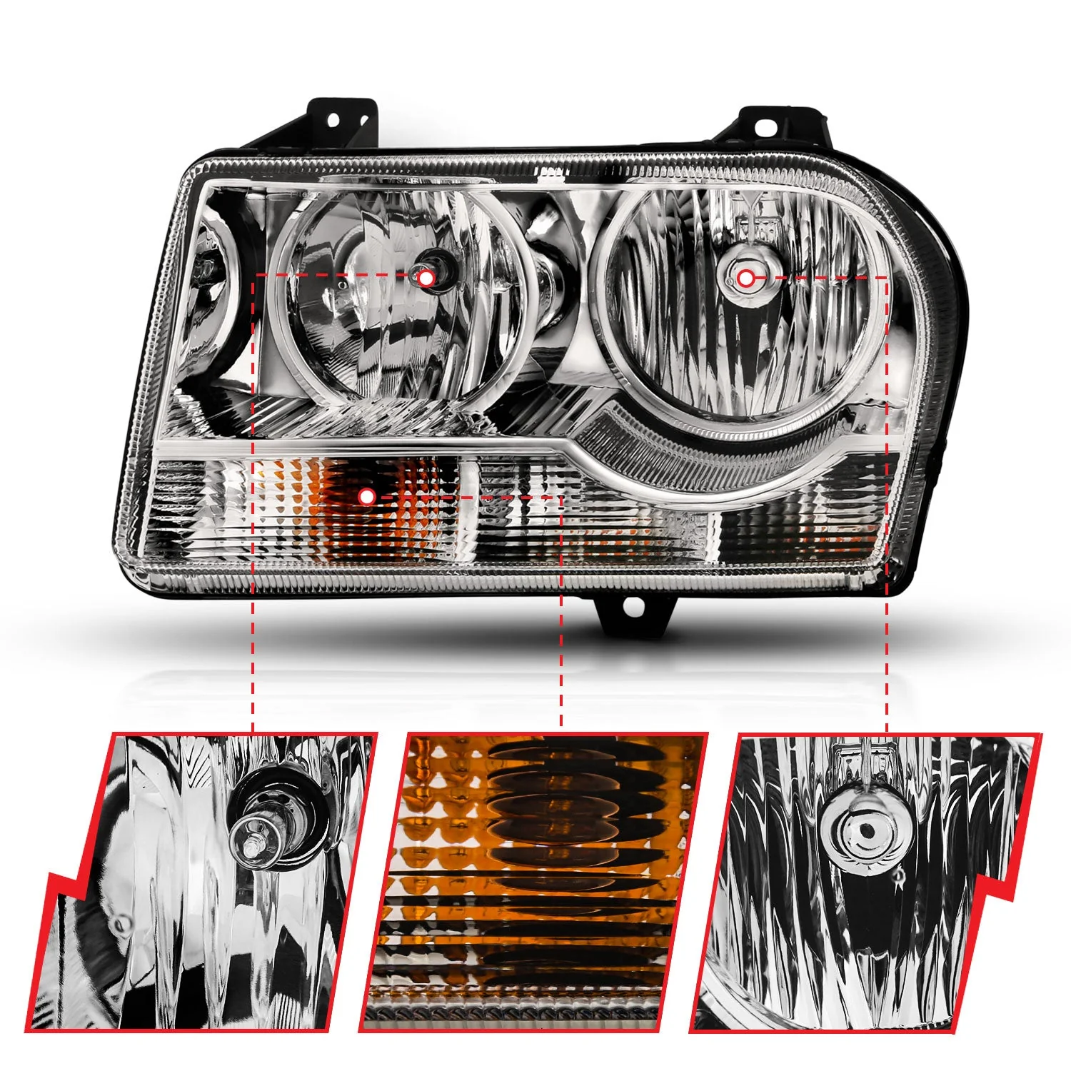 Anzo Replacement Headlights Chrysler 300 (05–10) - For Halogen Models Only 121529 - Image 3