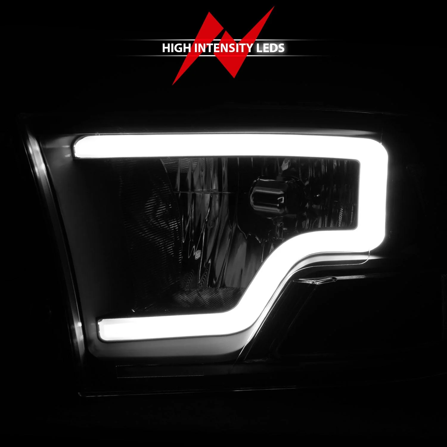 Anzo Crystal Headlights Dodge Ram 1500 / 2500 / 3500 (09–10) RAM 1500 / 2500 / 3500 (11-23) C-Bar Style Black or Chrome Housing w/ Clear or Smoke Lens - Image 3