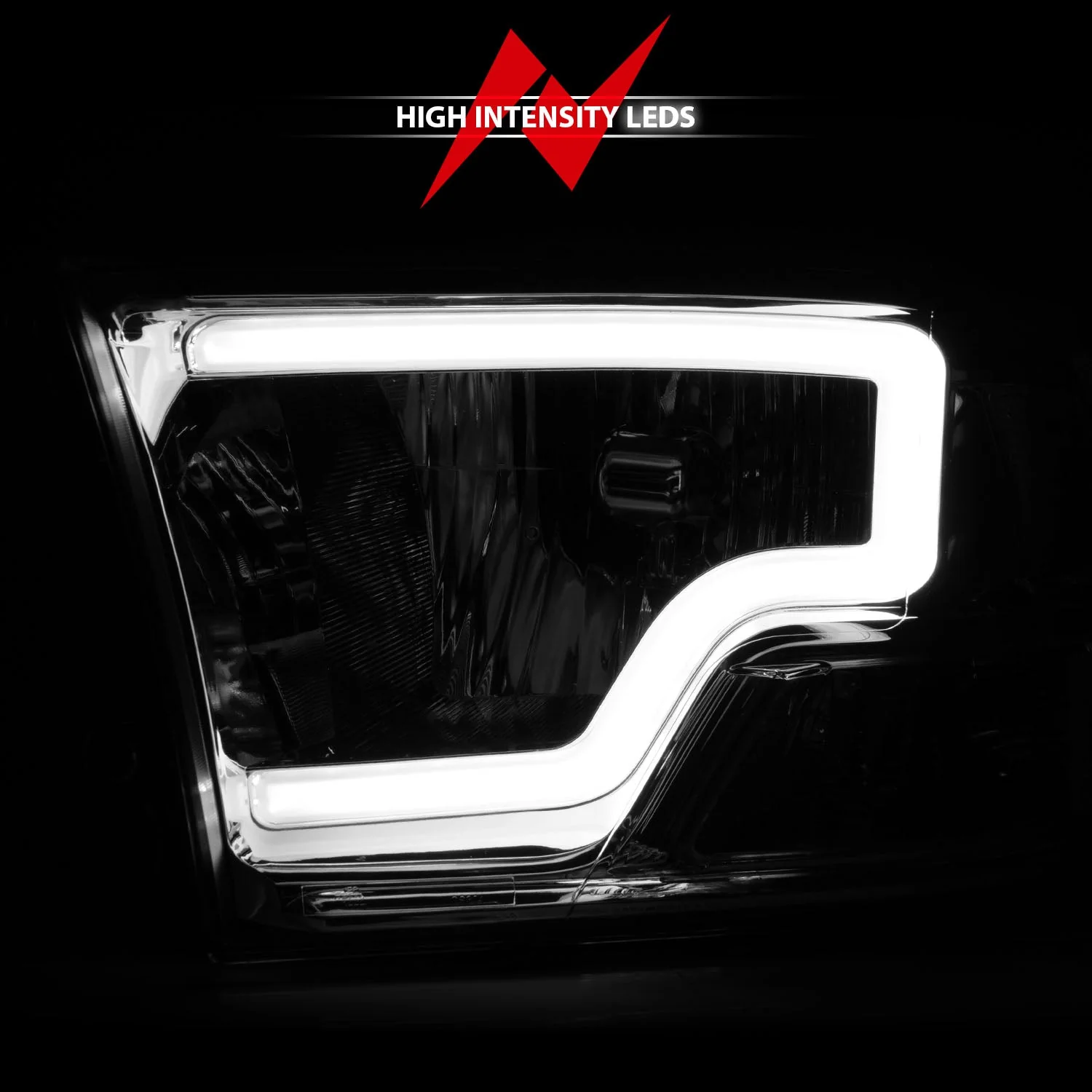 Anzo Crystal Headlights Dodge Ram 1500 / 2500 / 3500 (09–10) RAM 1500 / 2500 / 3500 (11-23) C-Bar Style Black or Chrome Housing w/ Clear or Smoke Lens - Image 8