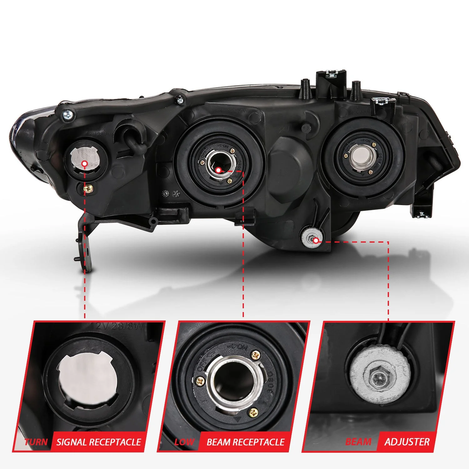 Anzo Crystal Headlights Honda Civic (2006–2011) 2DR or 4DR Black Housing – OE Type Replacement - Image 2
