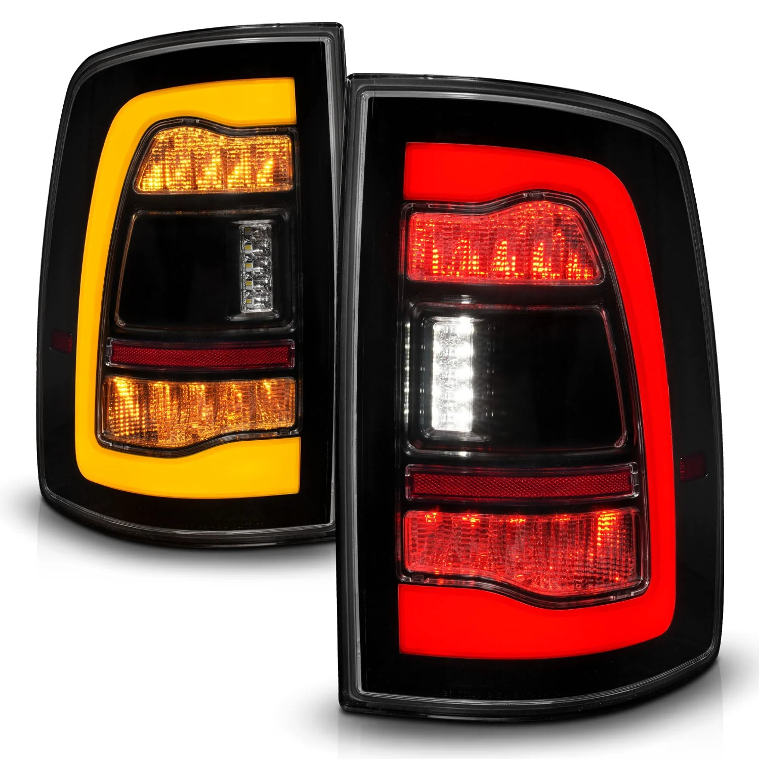 Anzo Full LED Tail Lights Dodge Ram (09–23) Black Housing w/ Clear / Smoke / Clear - Amber Signal Lens & Sequential Signal - Image 19