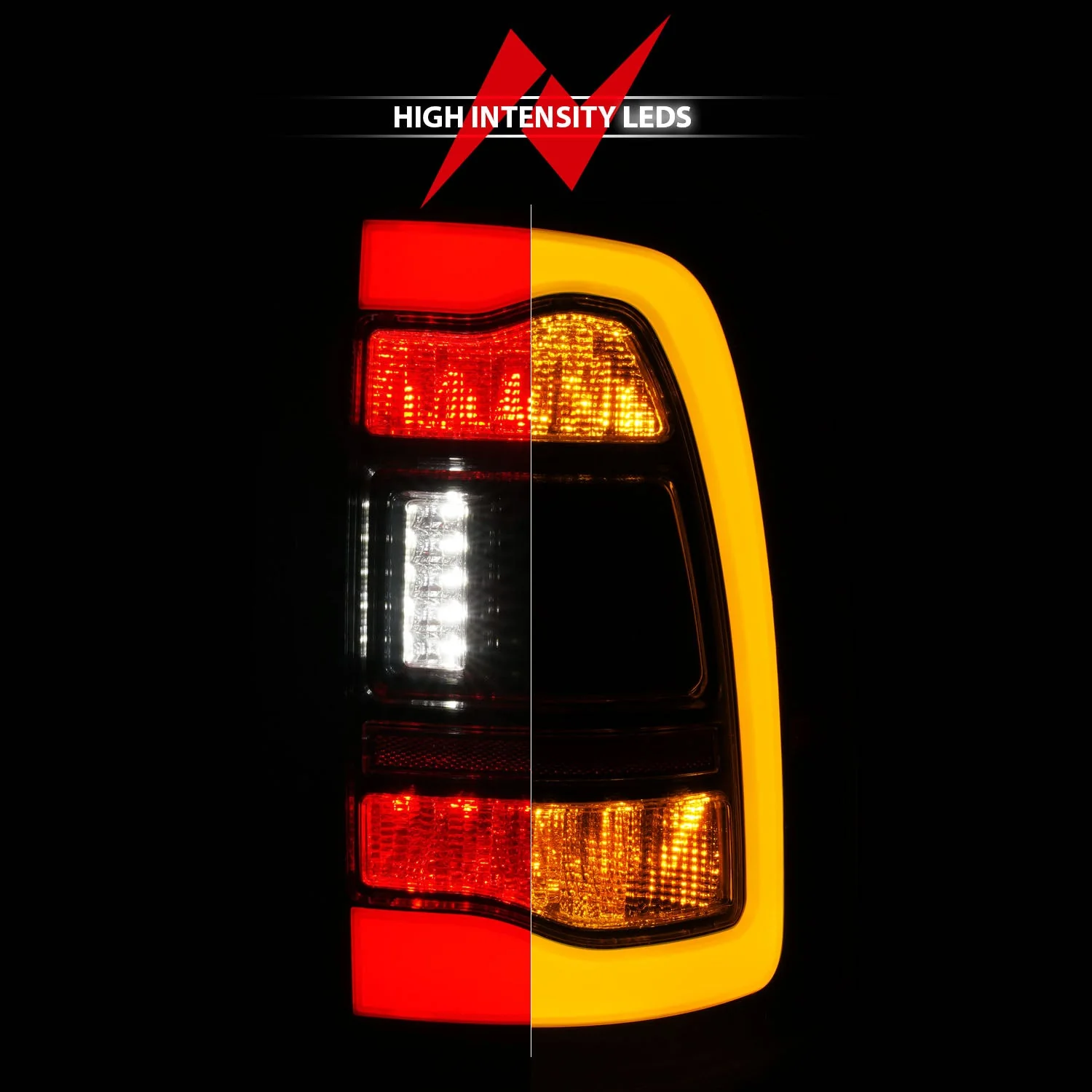 Anzo Full LED Tail Lights Dodge Ram (09–23) Black Housing w/ Clear / Smoke / Clear - Amber Signal Lens & Sequential Signal - Image 21