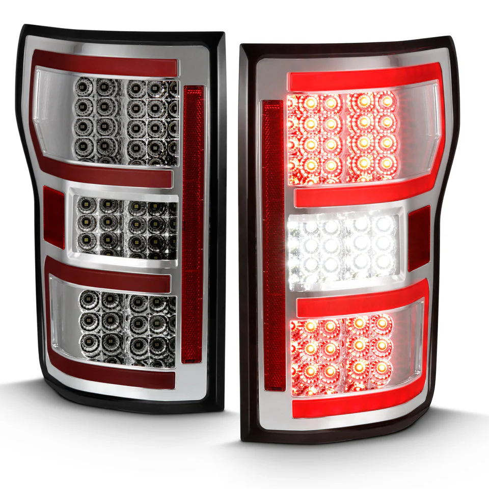 Anzo Full LED Tail Lights Ford F150 (18–20) Sequential Signal – Red Light Bar w/ Black or Chrome Housing - Image 7