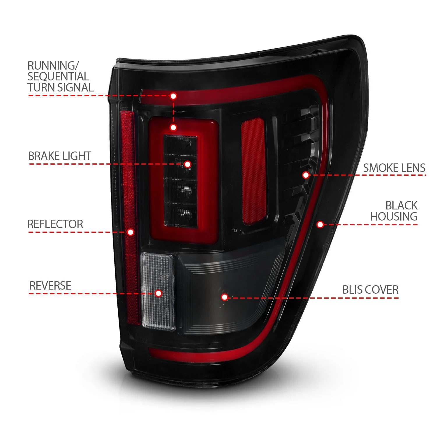 Anzo Full LED Tail Lights Ford F150 (21–23) Black Clear or Smoke Lens w/ Initiation & Sequential - BLIS and Non-BLIS - Image 19