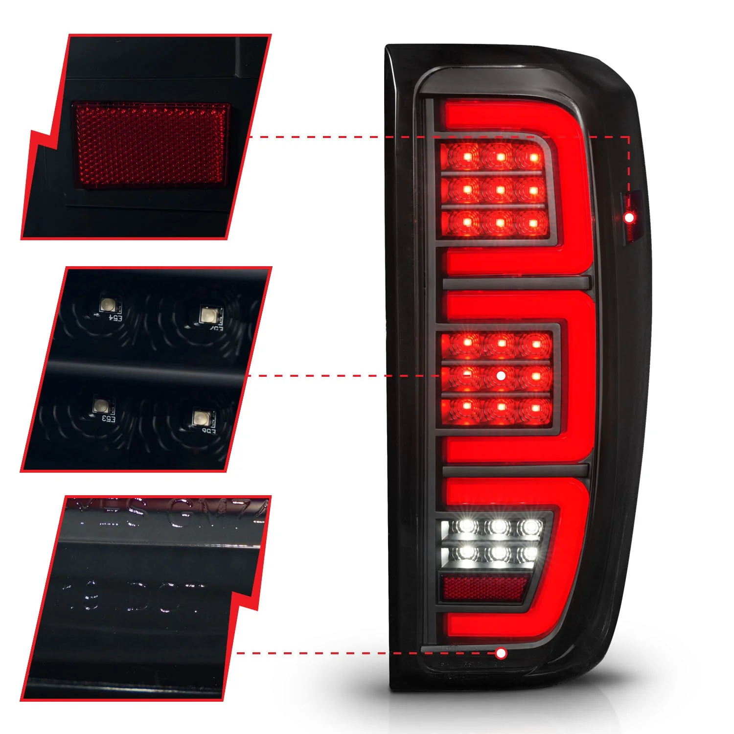 Anzo Full LED Tail Lights GMC Sierra 1500 (19–24) 2500HD 3500HD (20–25) [Halogen Models Only] Black Clear or Smoke Lens w/ Initiation & Sequential Signals - Image 9