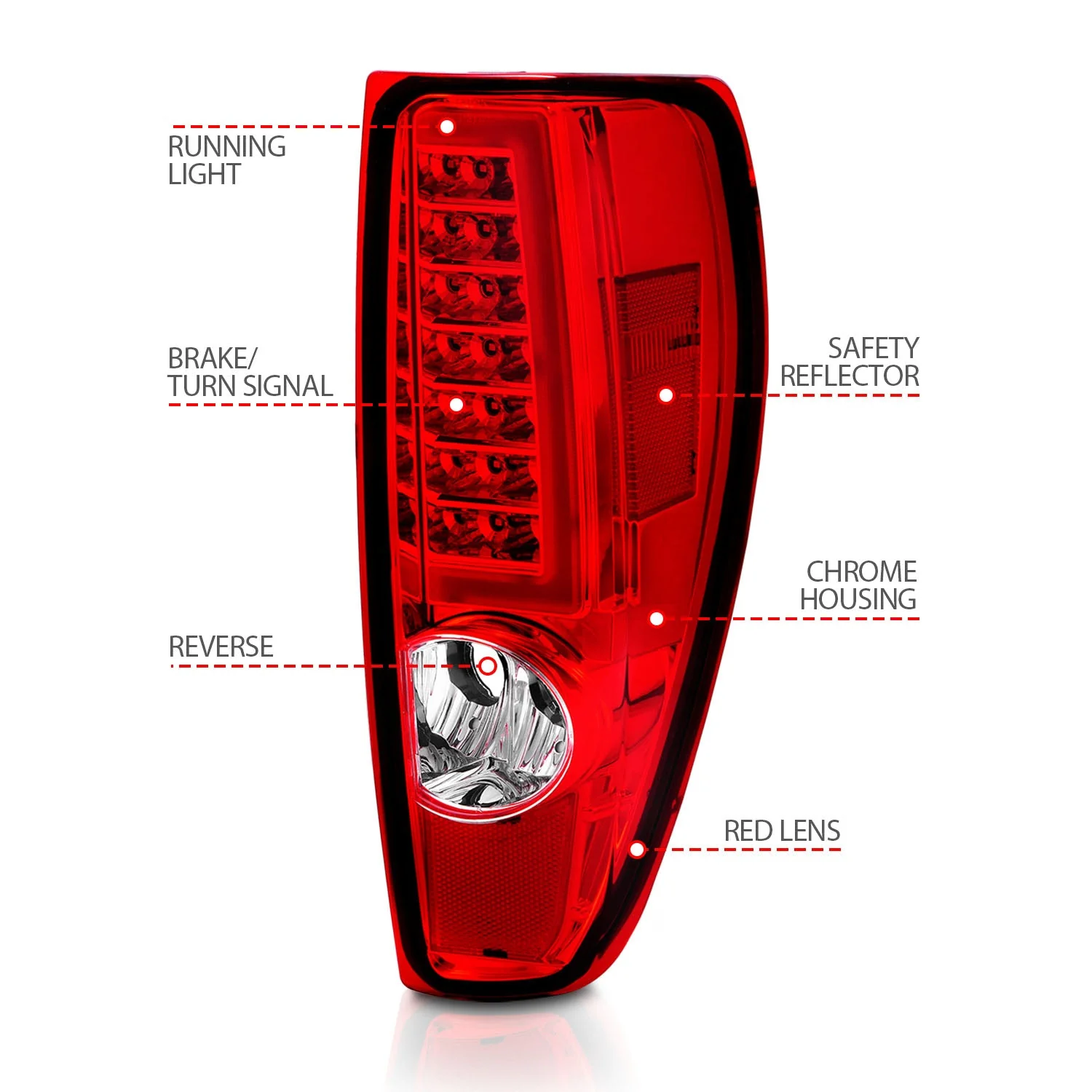 Anzo LED Tail Lights Chevy Colorado / GMC Canyon (04–12) C-Bar Style Black or Chrome Housing w/ Red-Clear / Clear / Smoke Lens - Image 16