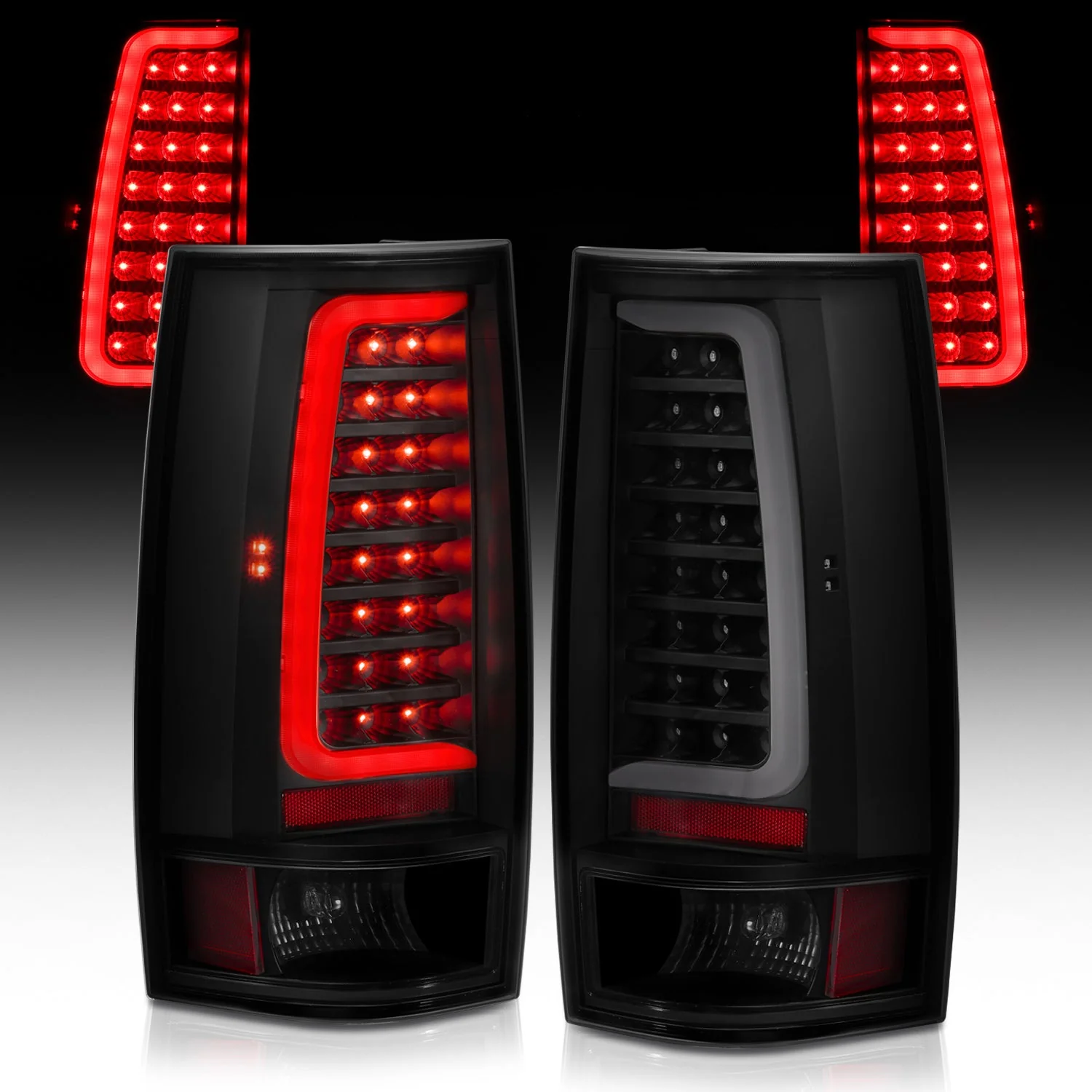 Anzo LED Tail Lights Chevy Tahoe / Suburban & GMC Yukon / Yukon XL (07–14) C-Bar Style Black or Chrome Housing w/ Red / Clear / Smoke Lens - Image 12
