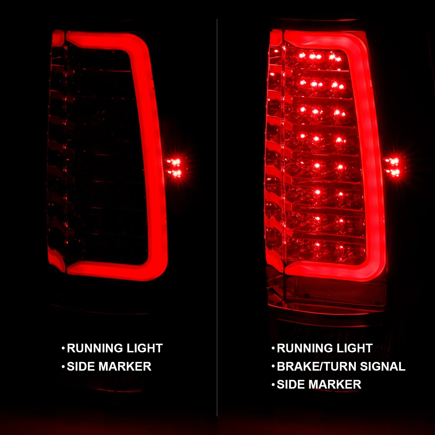 Anzo LED Tail Lights Chevy Tahoe / Suburban & GMC Yukon / Yukon XL (07–14) C-Bar Style Black or Chrome Housing w/ Red / Clear / Smoke Lens - Image 17