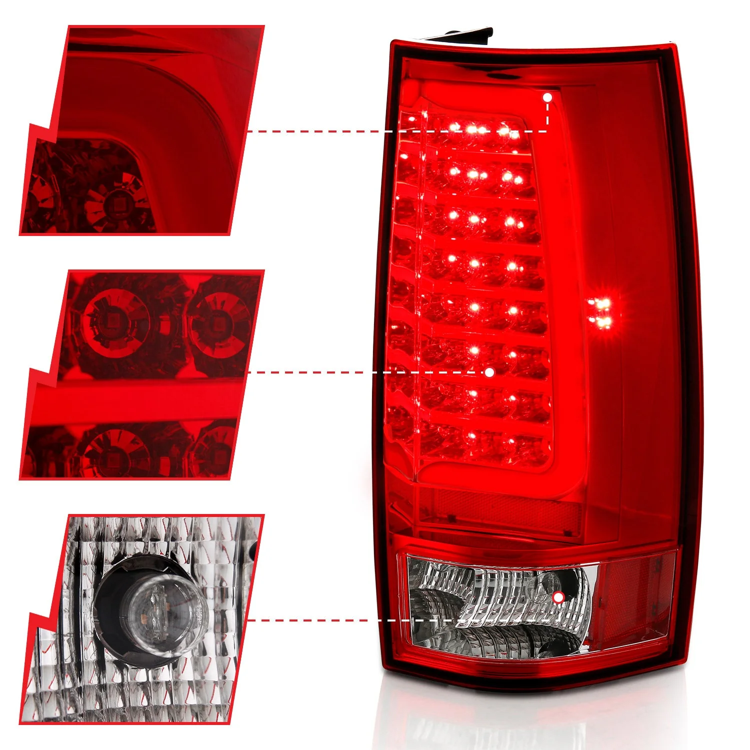 Anzo LED Tail Lights Chevy Tahoe / Suburban & GMC Yukon / Yukon XL (07–14) C-Bar Style Black or Chrome Housing w/ Red / Clear / Smoke Lens - Image 18