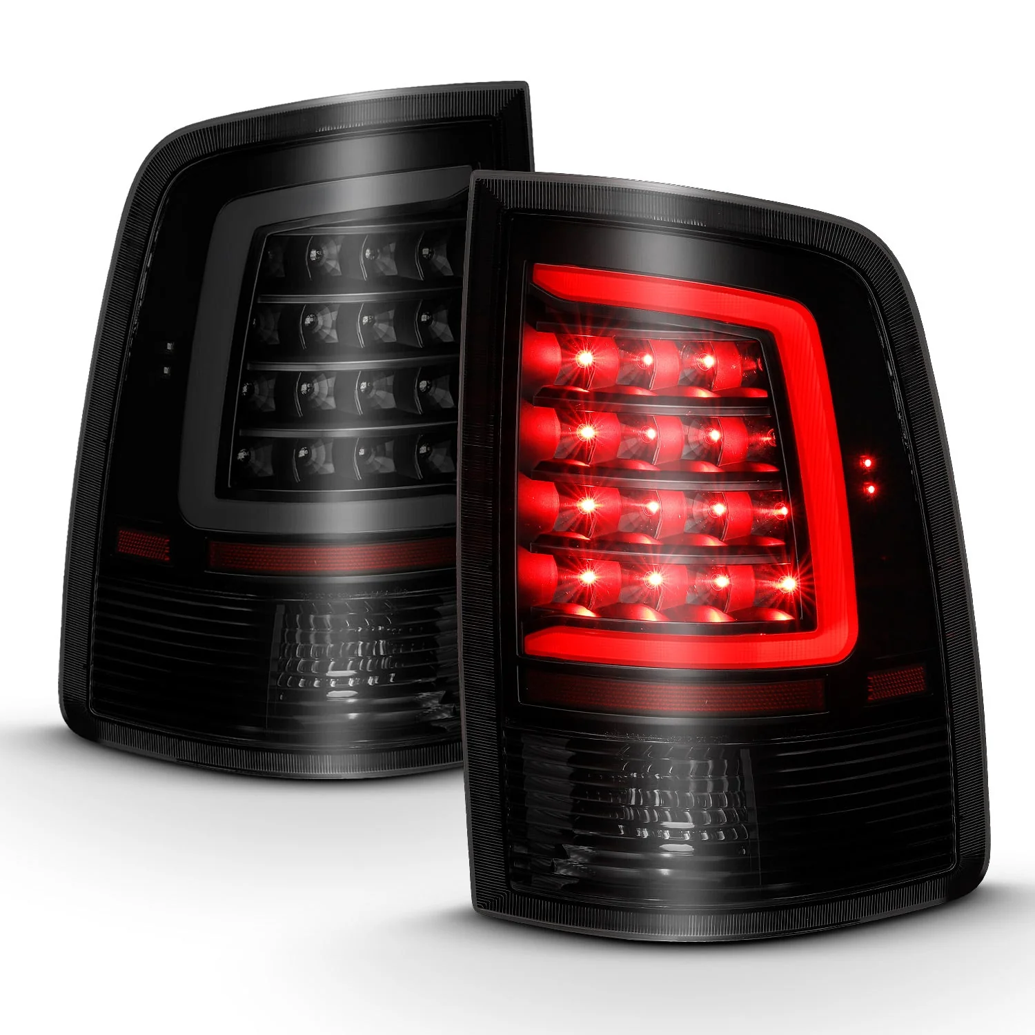 Anzo LED Tail Lights Dodge Ram (09–10) RAM 1500 / 2500/ 3500 (11-23) C-Bar Style Black or Chrome Housing w/ Clear or Smoke Lens - Image 8