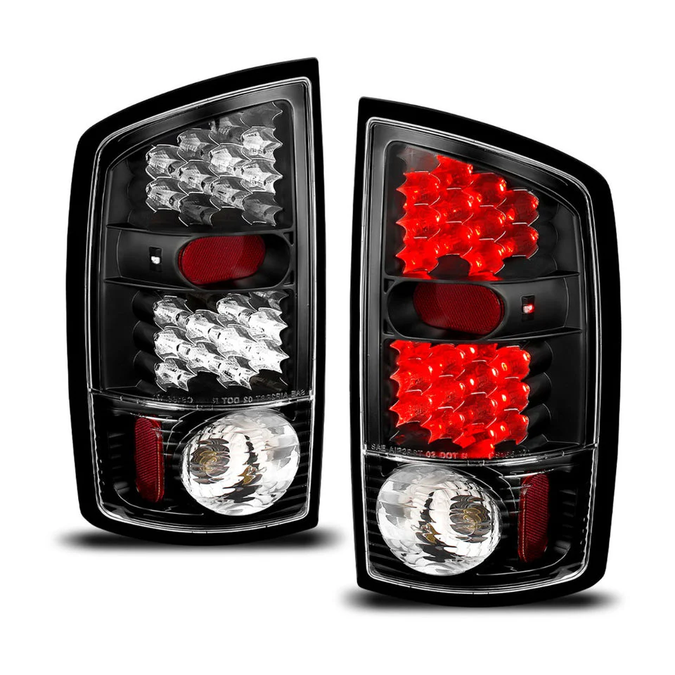 Anzo LED Tail Lights Dodge Ram (02–06) Black Housing w/ Clear Lens 311018
