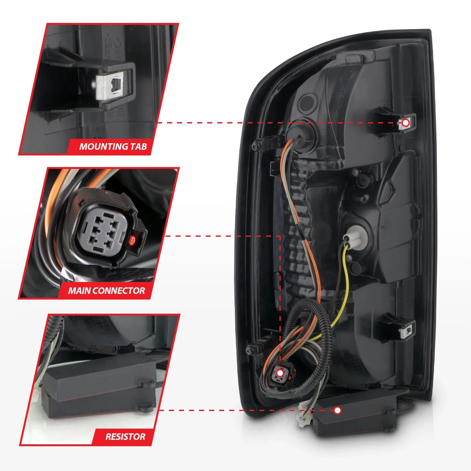 Anzo LED Tail Lights GMC Canyon (15–22) Red Light Bar Style - Black Housing w/ Clear or Smoke Lens - Image 2