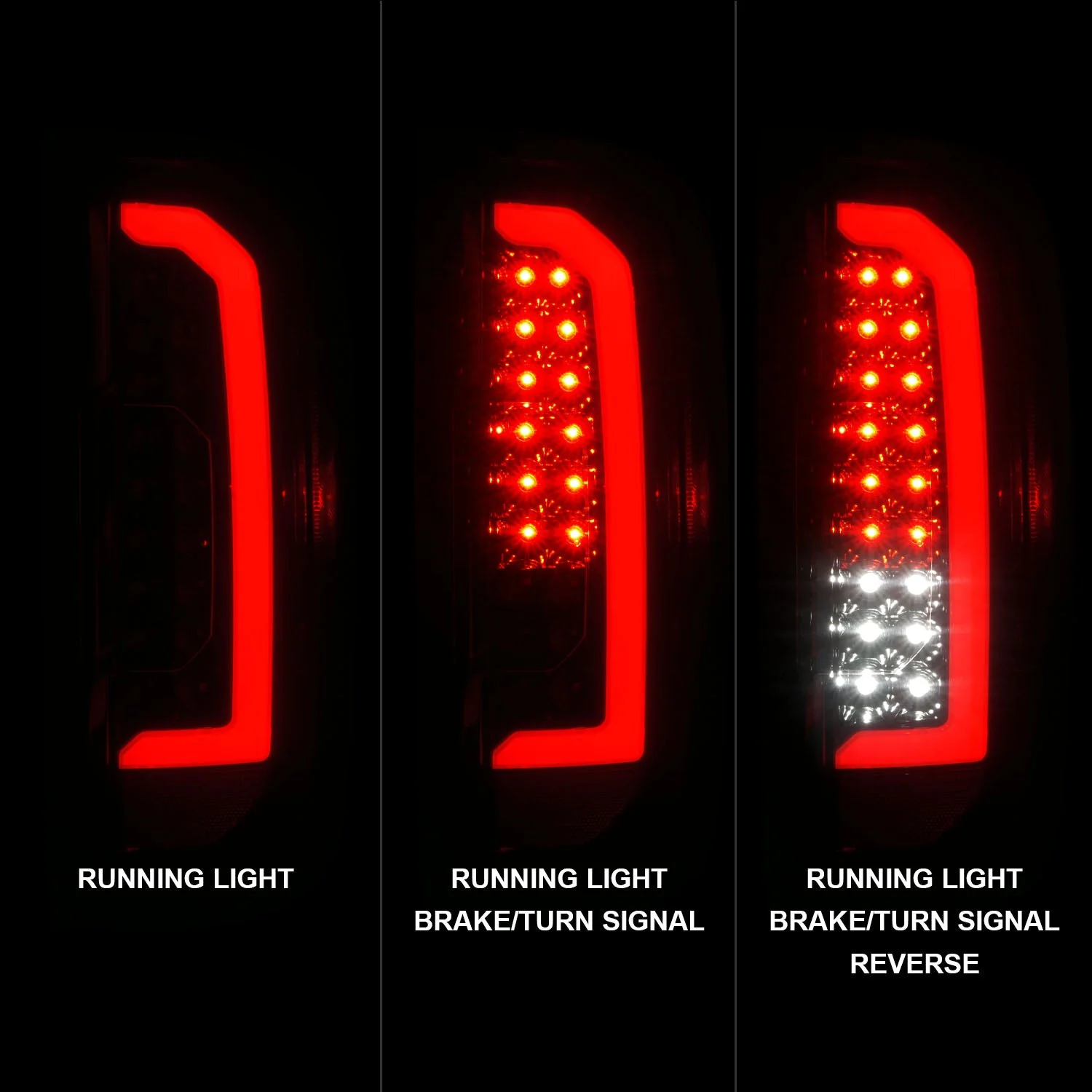 Anzo LED Tail Lights GMC Canyon (15–22) Red Light Bar Style - Black Housing w/ Clear or Smoke Lens - Image 5