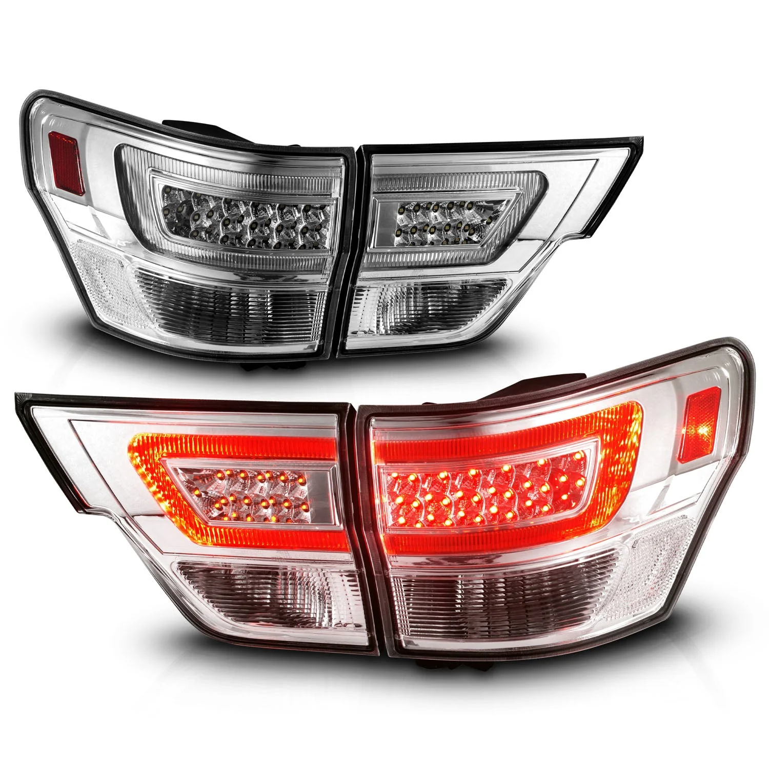 Anzo LED Tail Lights Jeep Grand Cherokee (11–13) 4pcs Light Bar w/ Black or Chrome Housing w/ Smoke / Clear / Red-Clear Lens - Image 11