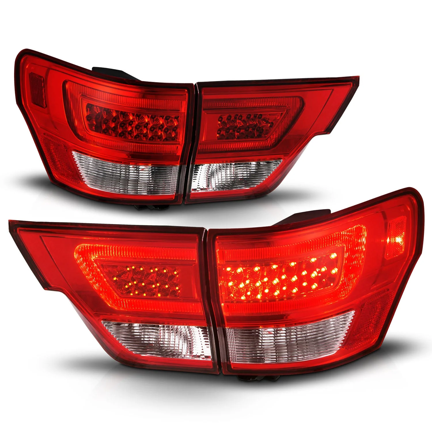 Anzo LED Tail Lights Jeep Grand Cherokee (11–13) 4pcs Light Bar w/ Black or Chrome Housing w/ Smoke / Clear / Red-Clear Lens - Image 16