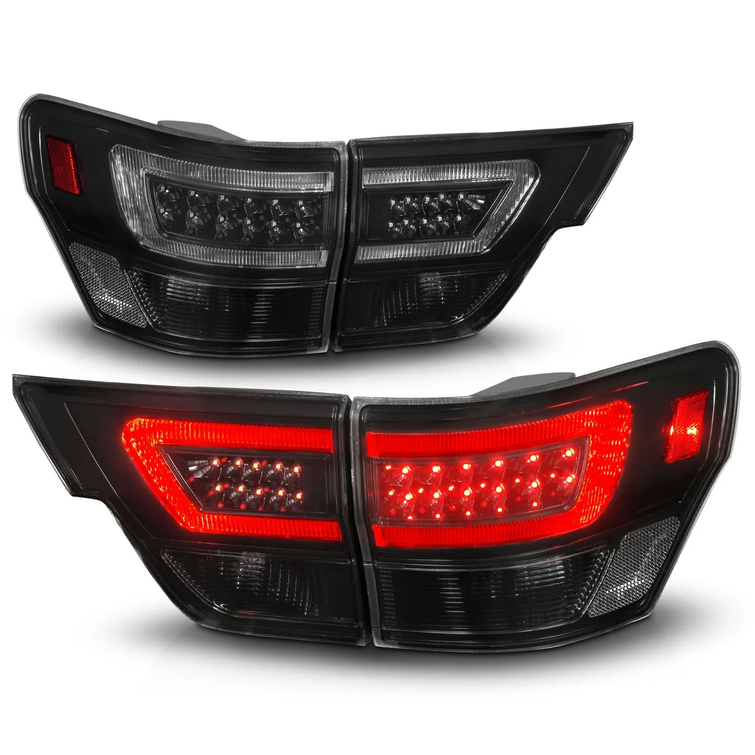Anzo LED Tail Lights Jeep Grand Cherokee (11–13) 4pcs Light Bar w/ Black or Chrome Housing w/ Smoke / Clear / Red-Clear Lens - Image 6
