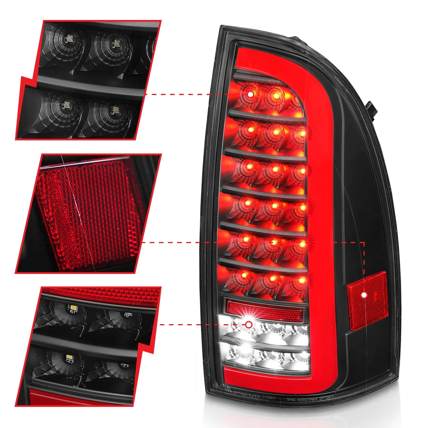Anzo LED Tail Lights Toyota Tacoma (05–15) Bar Style Sequential Signal - Black Housing w/ Smoke or Clear Lens - Image 4