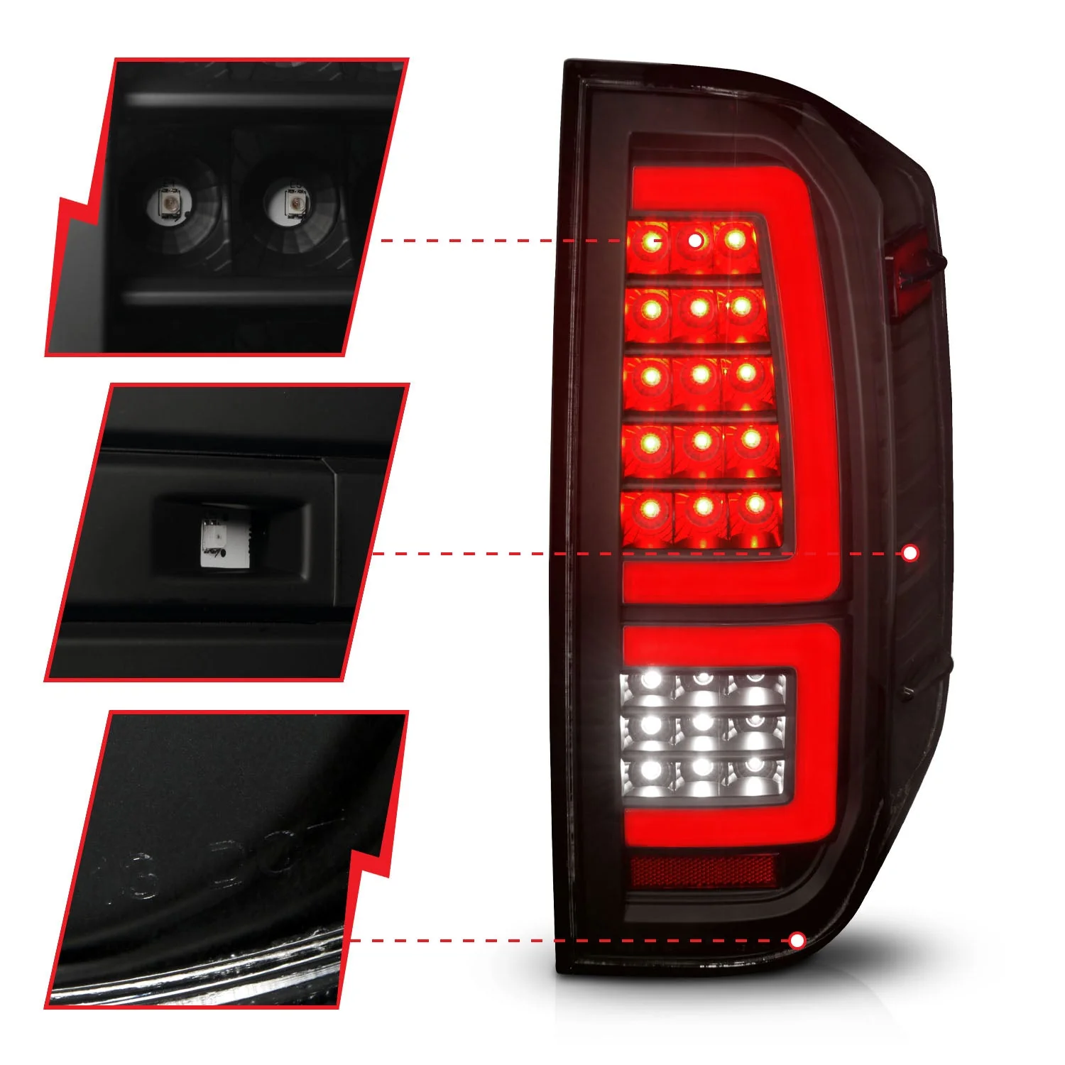Anzo LED Tail Lights Toyota Tundra (14–21) Red Light Bar w/ Black or Chrome Housing w/ Smoke or Clear Lens & Sequential Signal - Image 10