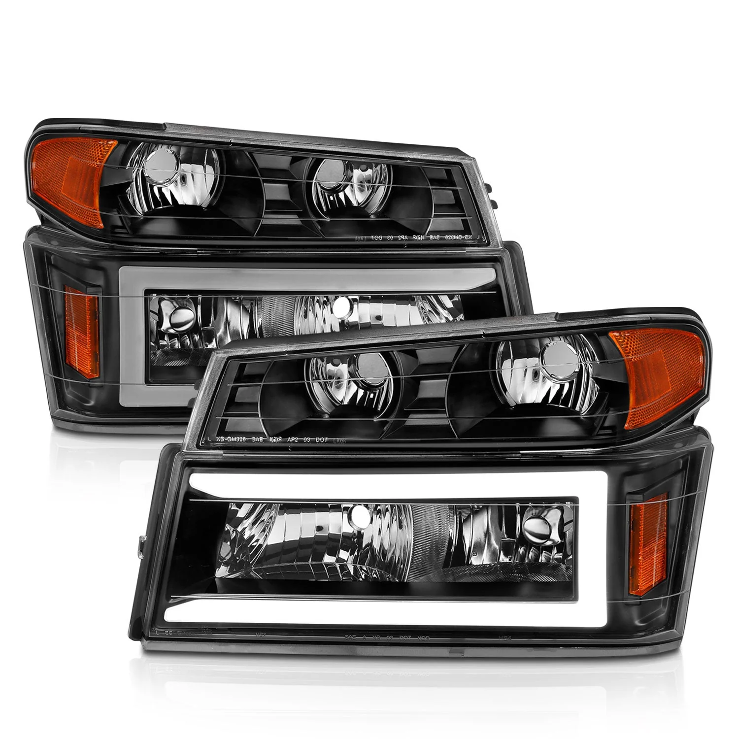 Anzo Projector Headlights Chevy Colorado / GMC Canyon (04–12) Crystal Plank Style – Black or Chrome Housing w/ 4PCS Parking & Signal Lights