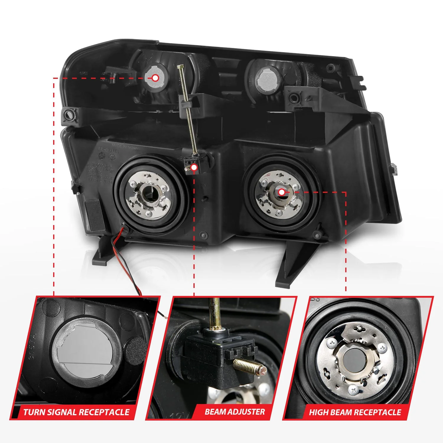 Anzo Projector Headlights Chevy Colorado / GMC Canyon (04–12) Crystal Plank Style – Black or Chrome Housing w/ 4PCS Parking & Signal Lights - Image 2