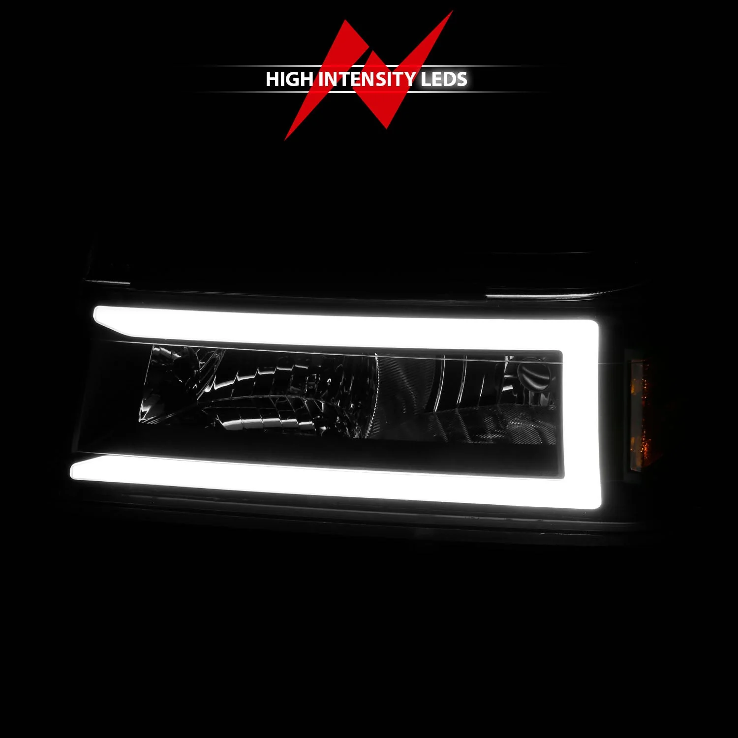 Anzo Projector Headlights Chevy Colorado / GMC Canyon (04–12) Crystal Plank Style – Black or Chrome Housing w/ 4PCS Parking & Signal Lights - Image 3