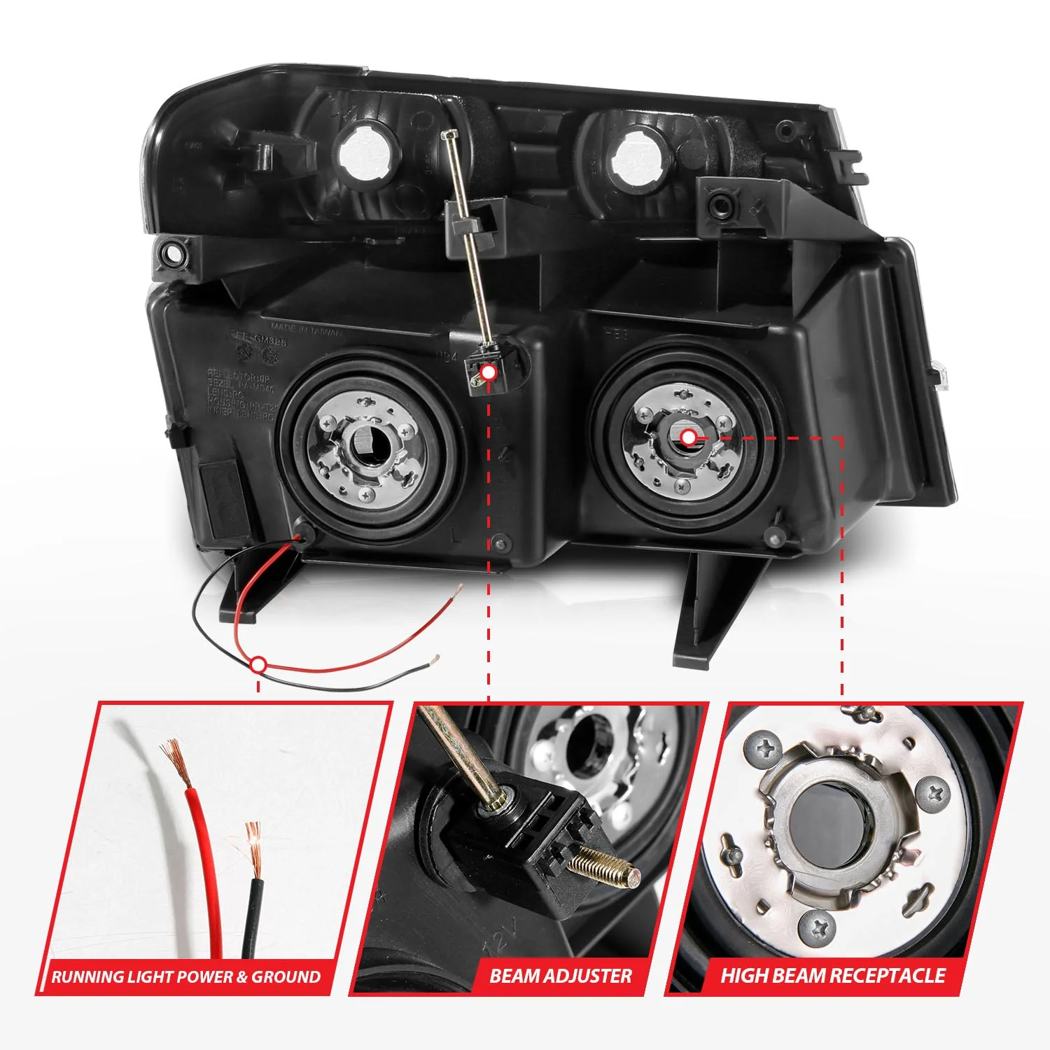 Anzo Projector Headlights Chevy Colorado / GMC Canyon (04–12) Crystal Plank Style – Black or Chrome Housing w/ 4PCS Parking & Signal Lights - Image 7