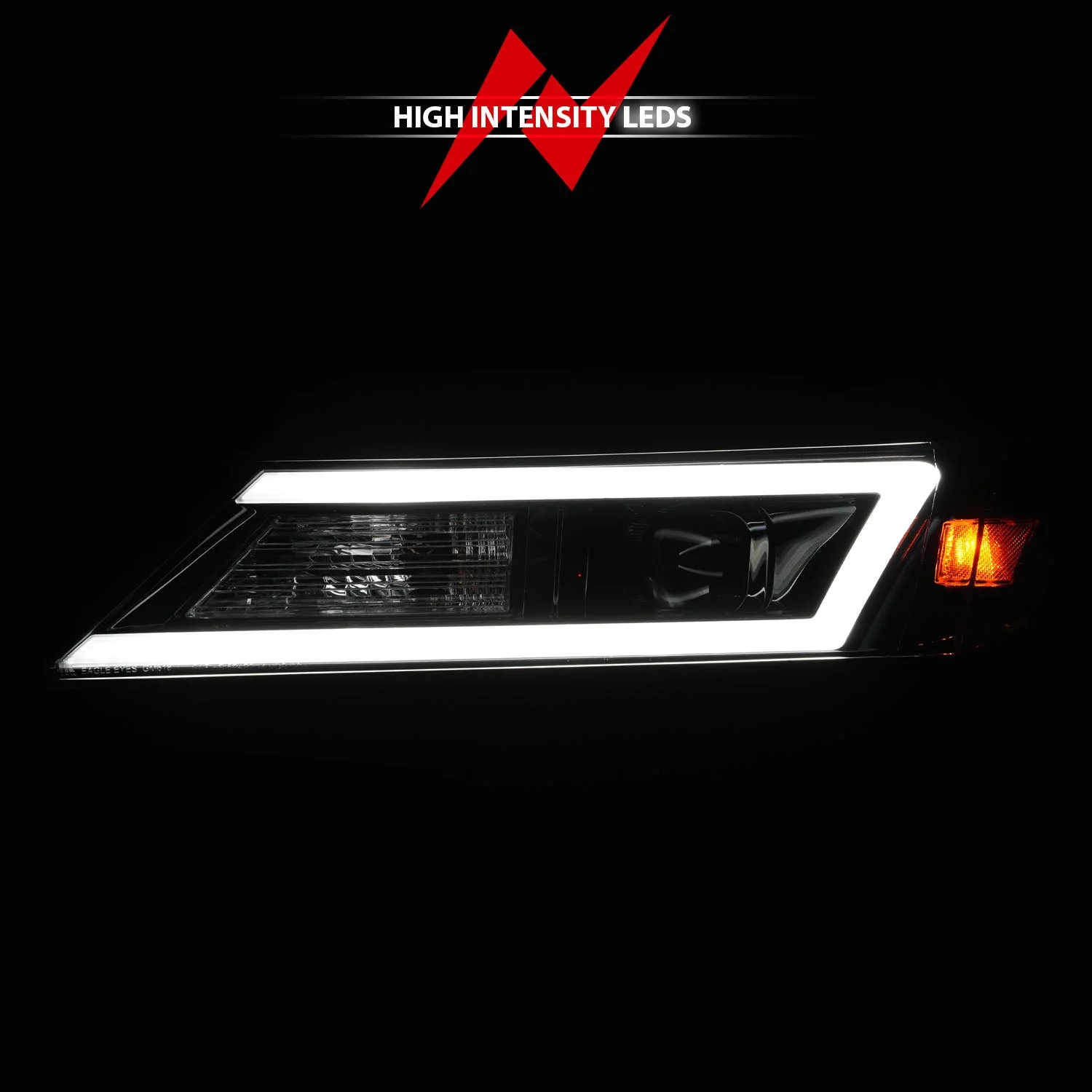 Anzo Projector Headlights Chevy Impala (14-20) [For Halogen Models Only] Light Bar Style - Black Housing w/ Clear Lens - Image 3