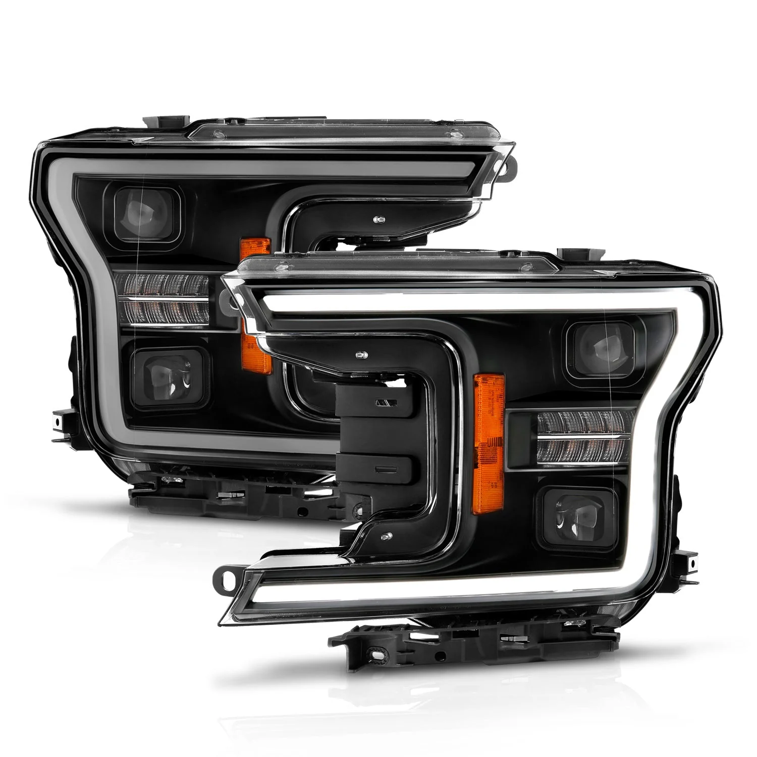 Anzo Projector Headlights Ford F150 (18–20) Initiation & Sequential Plank Style - Black or Chrome Housing w/ Clear Lens