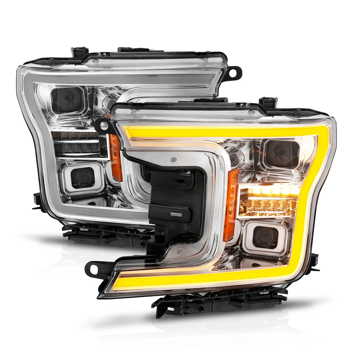 Anzo Projector Headlights Ford F150 (18–20) Initiation & Sequential Plank Style - Black or Chrome Housing w/ Clear Lens - Image 10