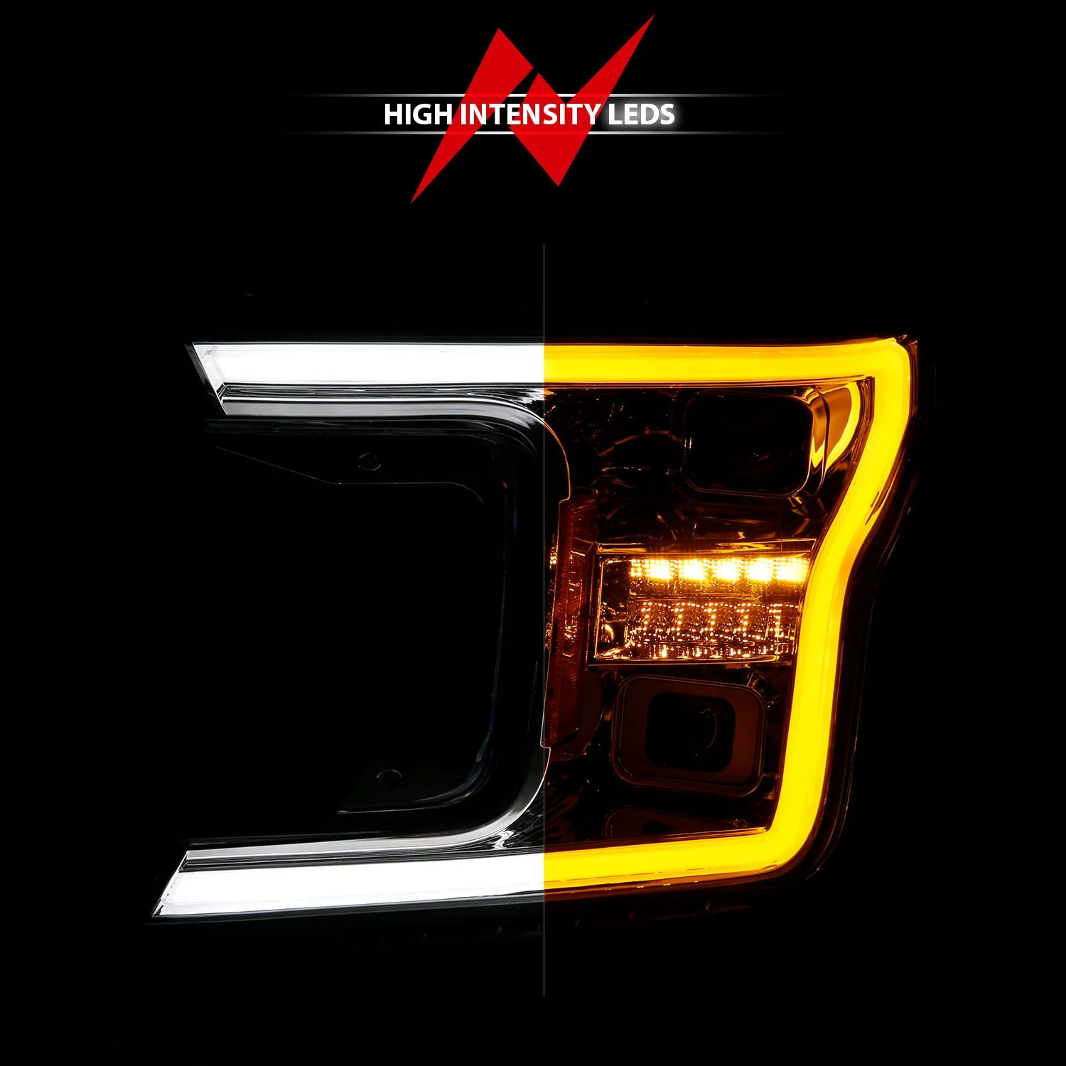 Anzo Projector Headlights Ford F150 (18–20) Initiation & Sequential Plank Style - Black or Chrome Housing w/ Clear Lens - Image 8