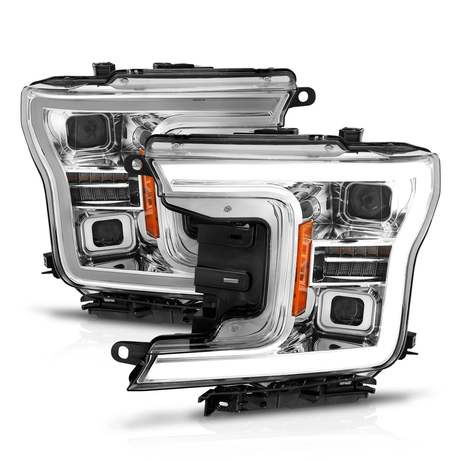 Anzo Projector Headlights Ford F150 (18–20) Initiation & Sequential Plank Style - Black or Chrome Housing w/ Clear Lens - Image 9