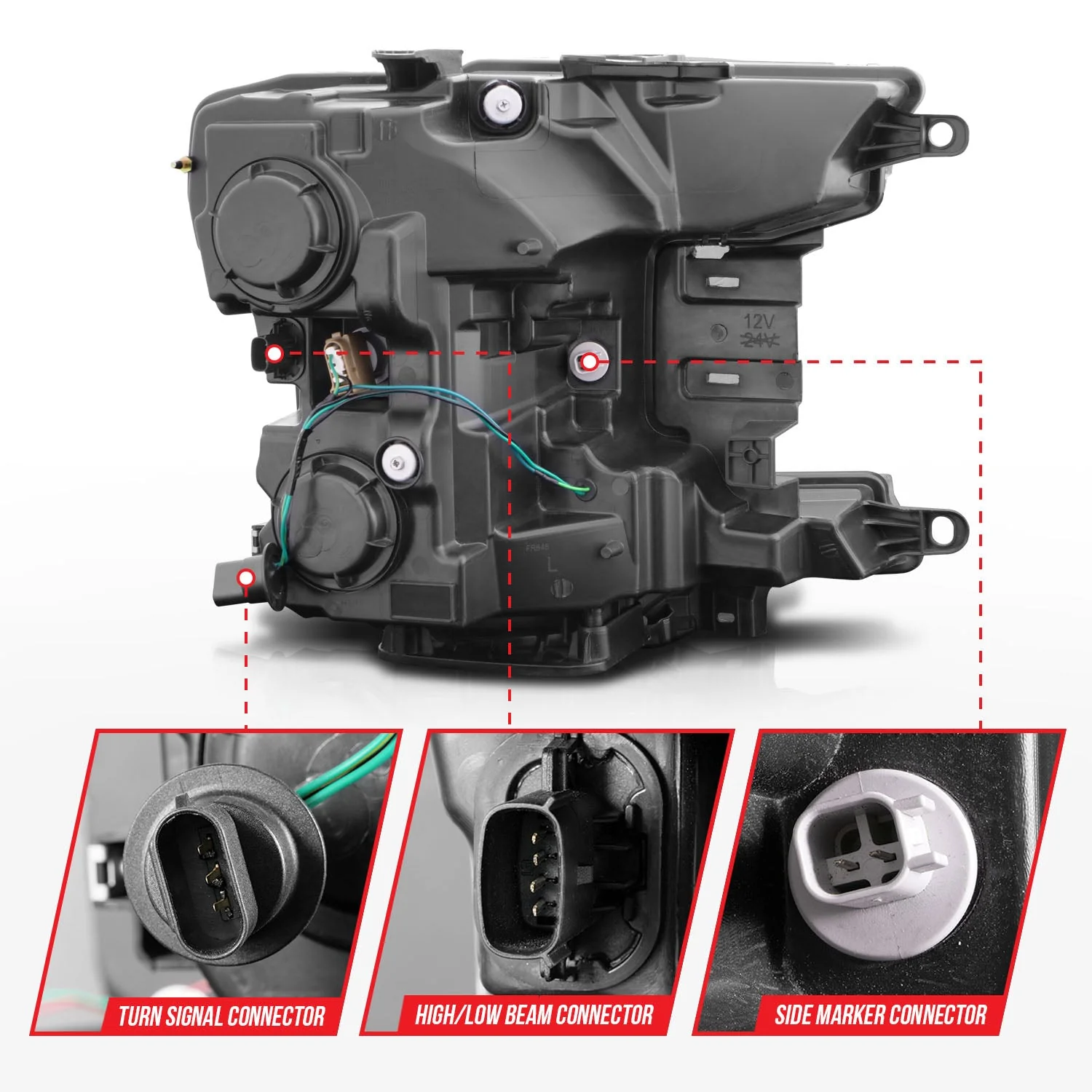 Anzo Projector Headlights Ford F150 (2018–2020) Plank Style Switchback w/ Black or Chrome Housing - Image 2