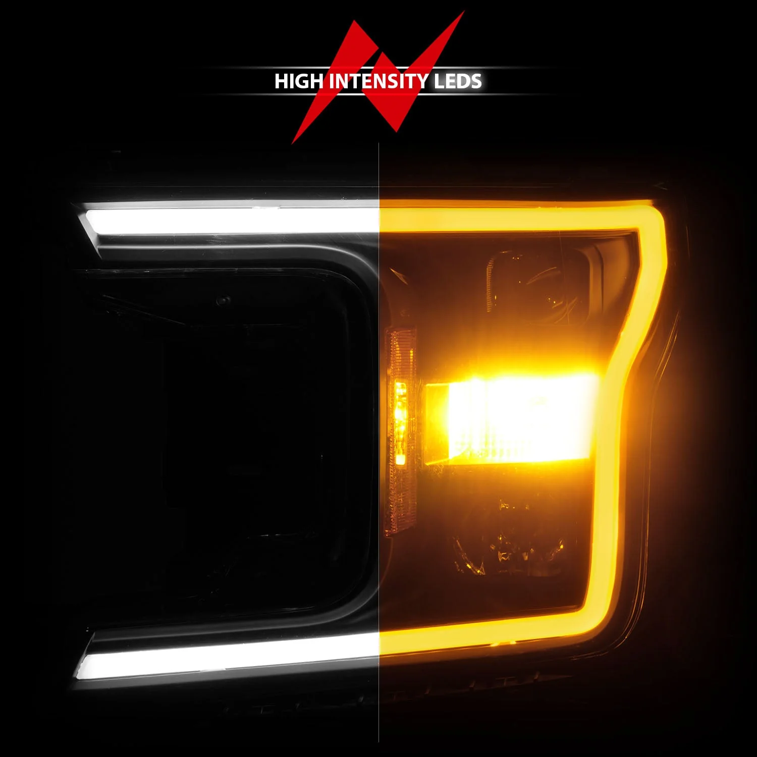 Anzo Projector Headlights Ford F150 (2018–2020) Plank Style Switchback w/ Black or Chrome Housing - Image 3