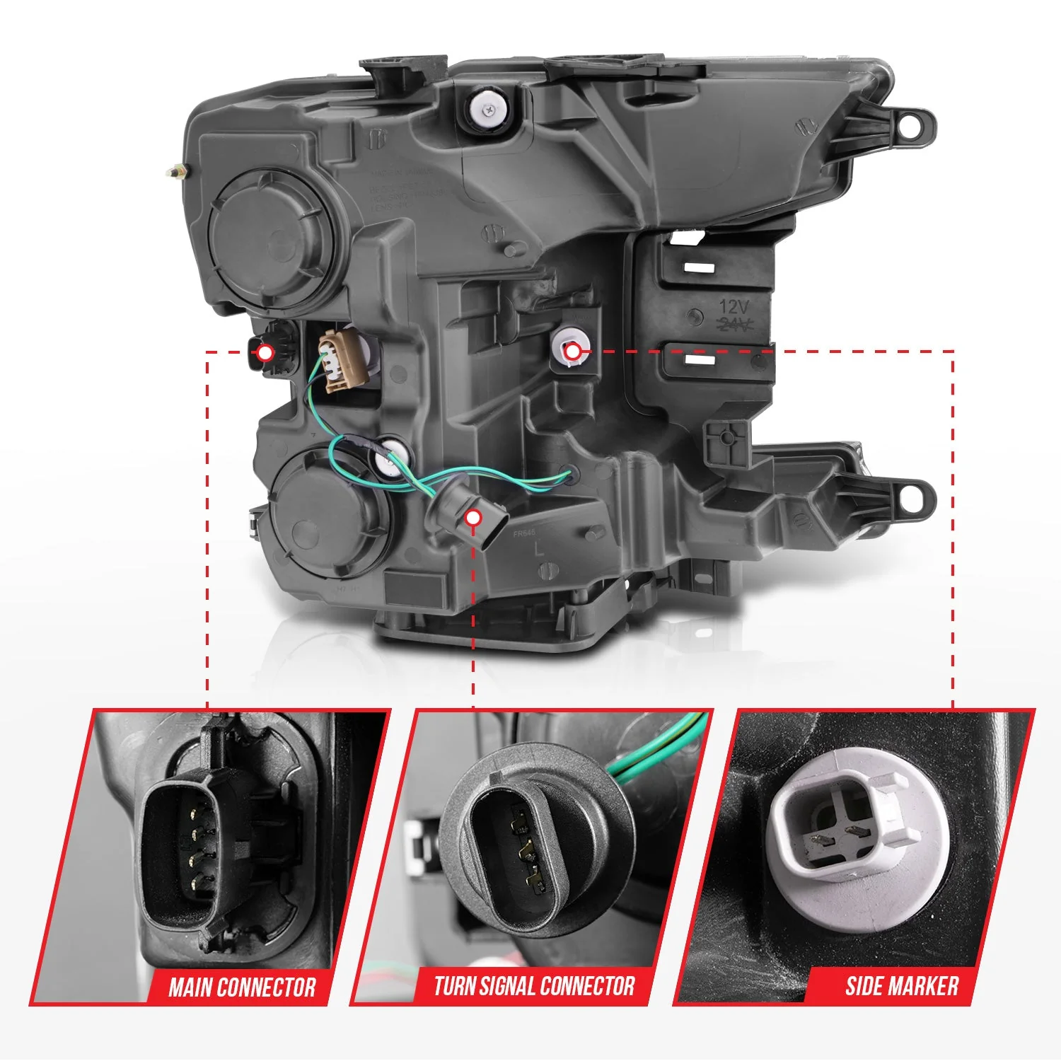 Anzo Projector Headlights Ford F150 (2018–2020) Plank Style Switchback w/ Black or Chrome Housing - Image 7