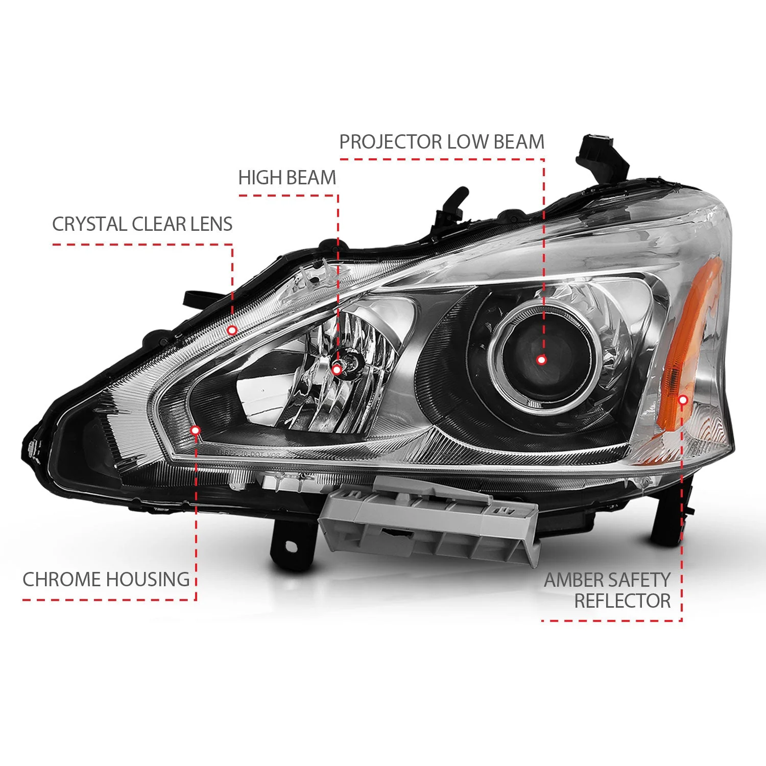Anzo Projector Headlights Nissan Altima (10-15) Coupe / Sedan Projector Headlights Black or Chrome - For Halogen Models Only - Image 12