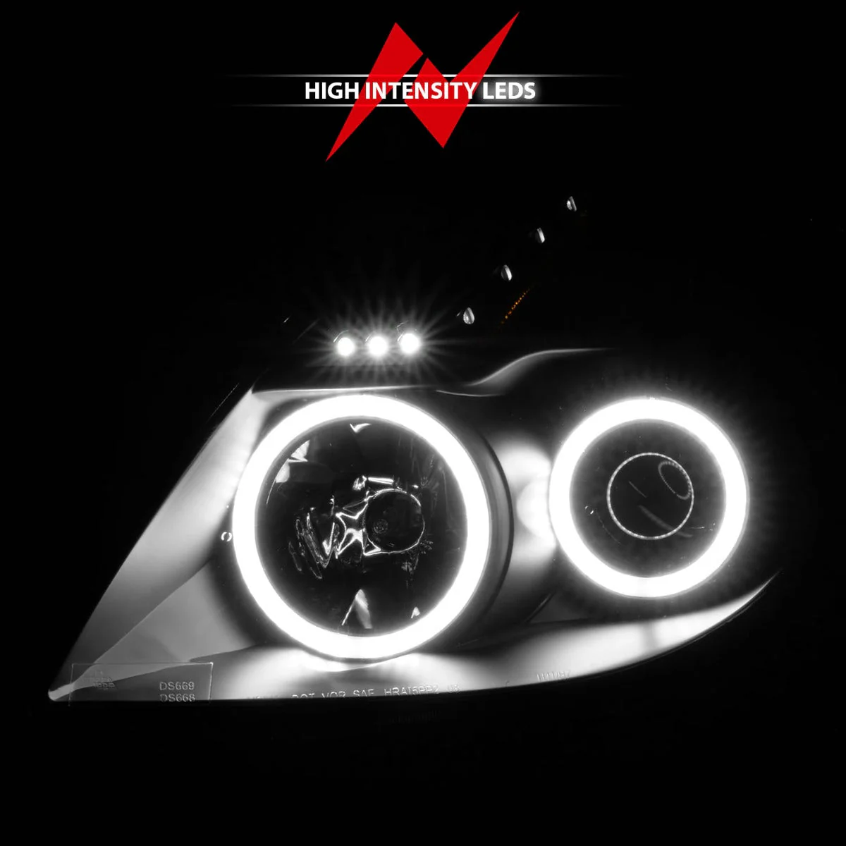 Anzo Projector Headlights Nissan Altima S / SE / SR Coupe (08–10) RX Halo Style – Black Housing w/ Clear Lens 121395 - Image 3